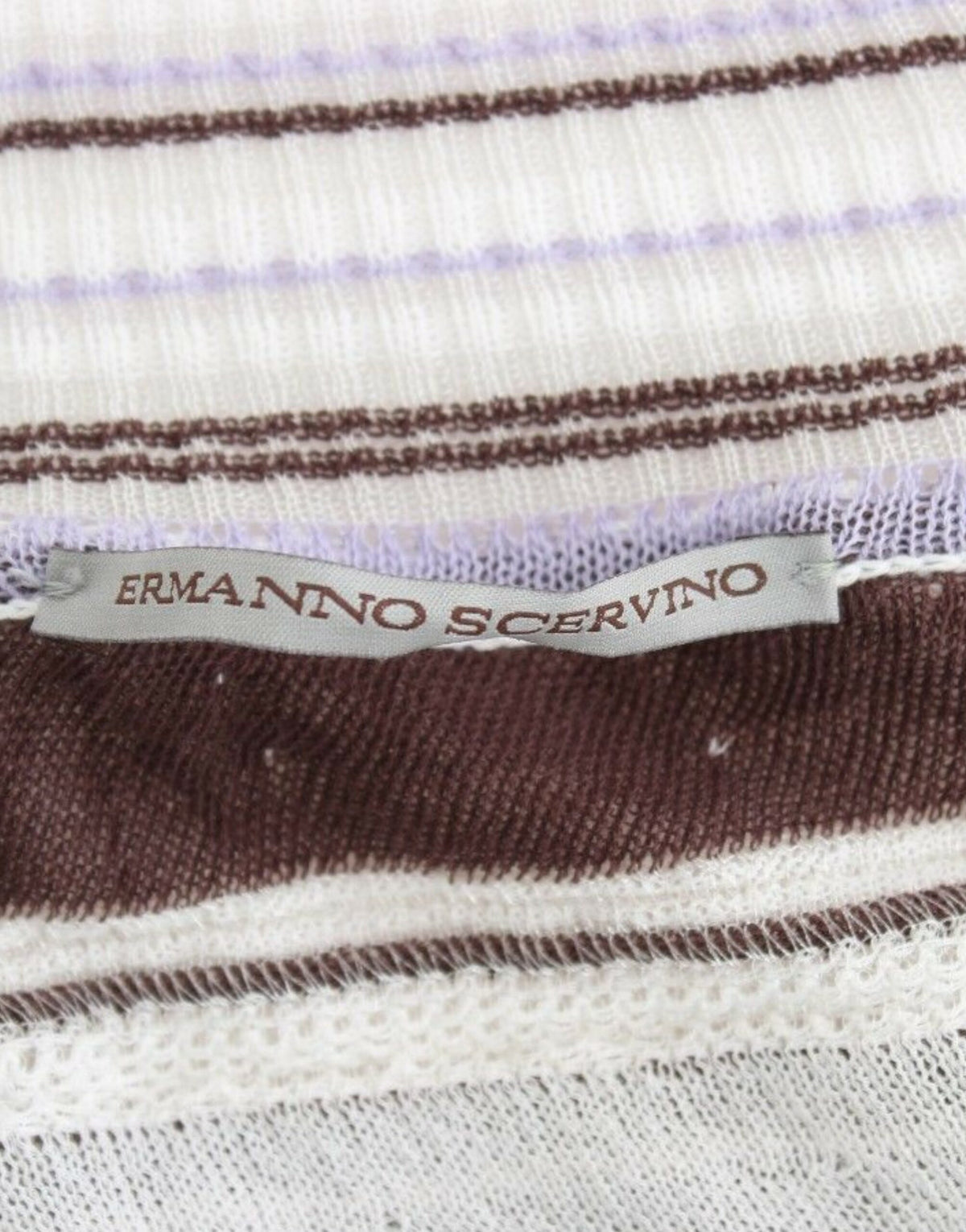 Ermanno Scervino Striped Lace V-Neck Short Sleeve Top Women's Sweater