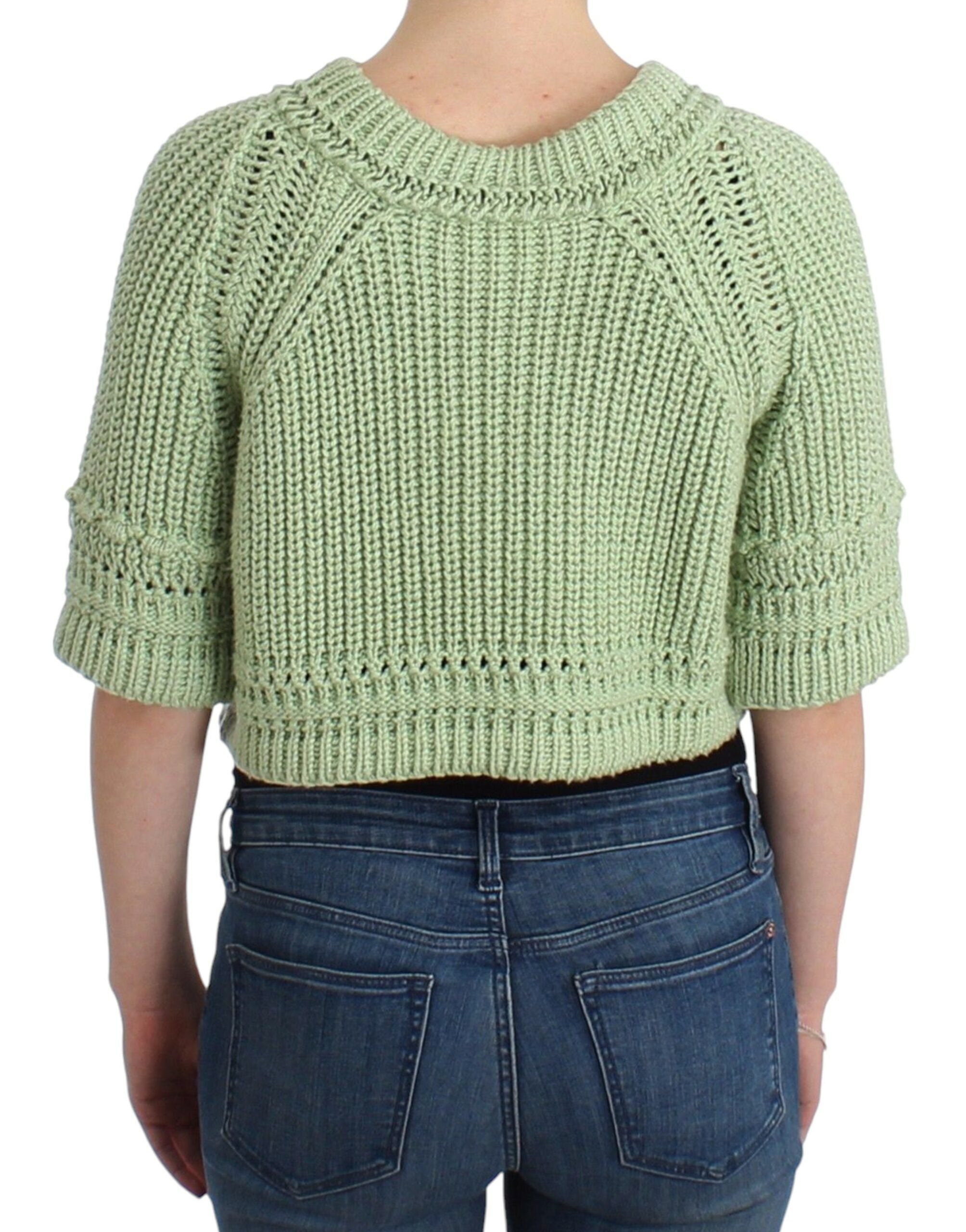 Ermanno Scervino Green Cropped Knit Sweater Knitted Women's Jumper