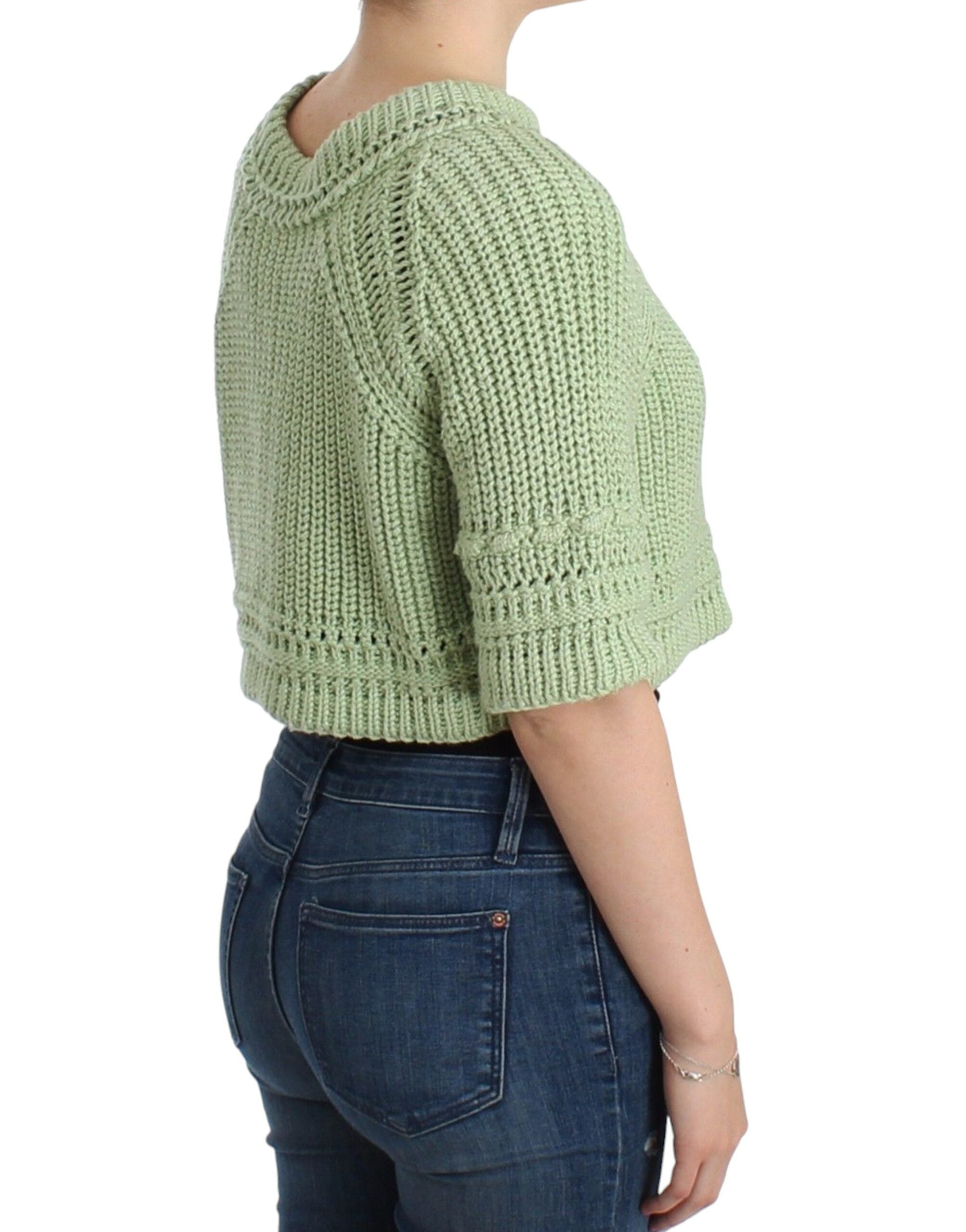 Ermanno Scervino Green Cropped Knit Sweater Knitted Women's Jumper