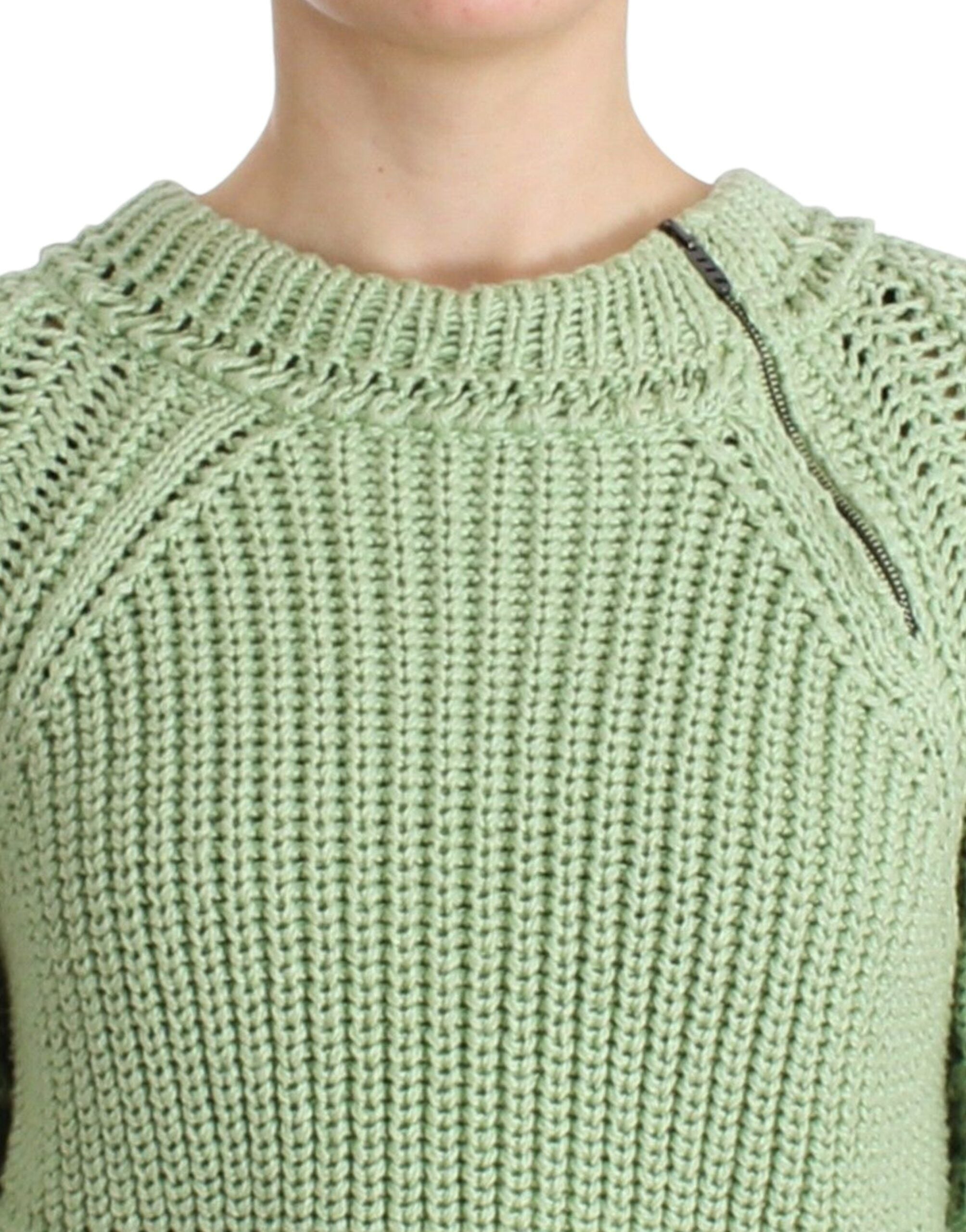 Ermanno Scervino Green Cropped Knit Sweater Knitted Women's Jumper