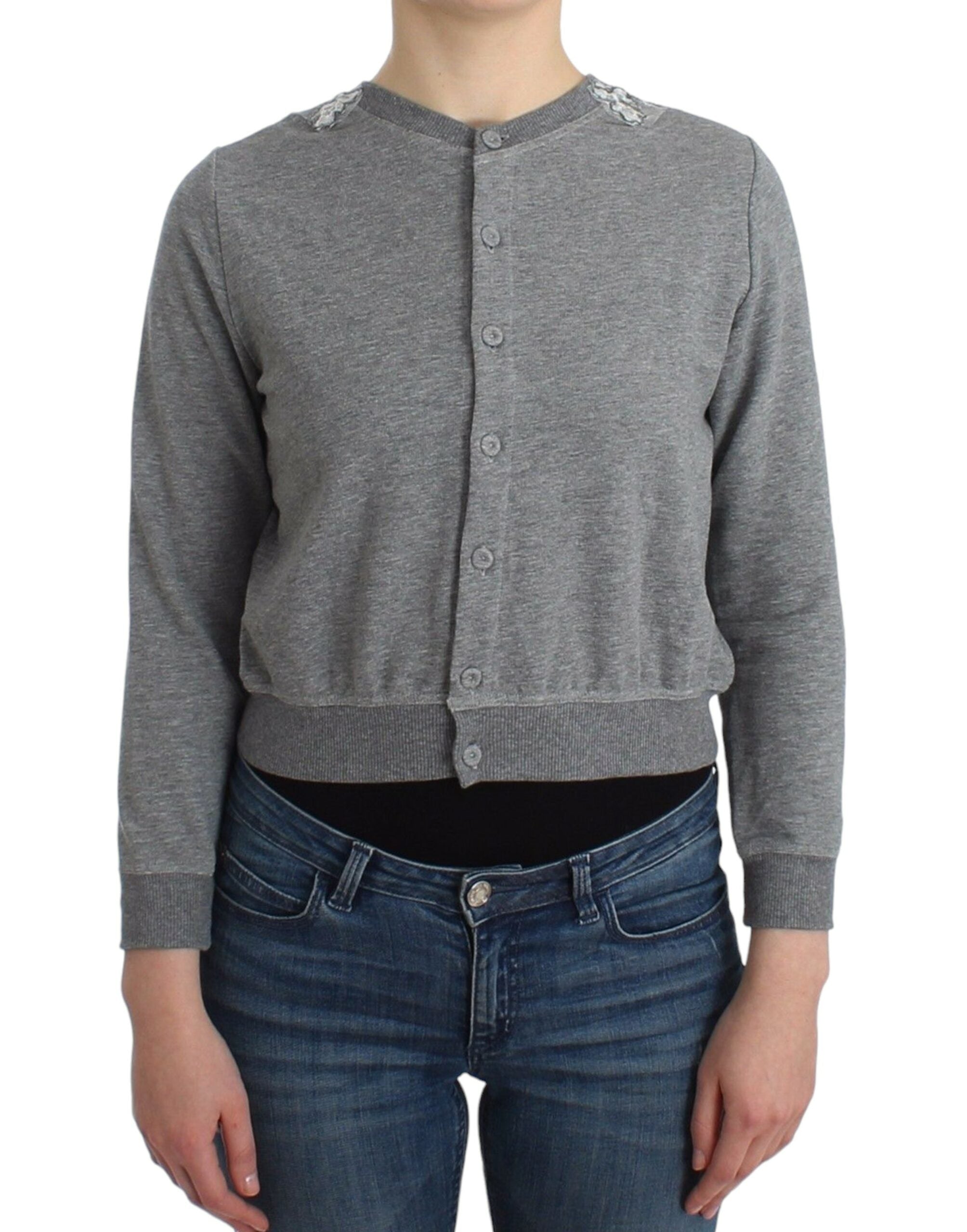Ermanno Scervino Lingerie Gray Lace Sweater Cardigan Women's Top