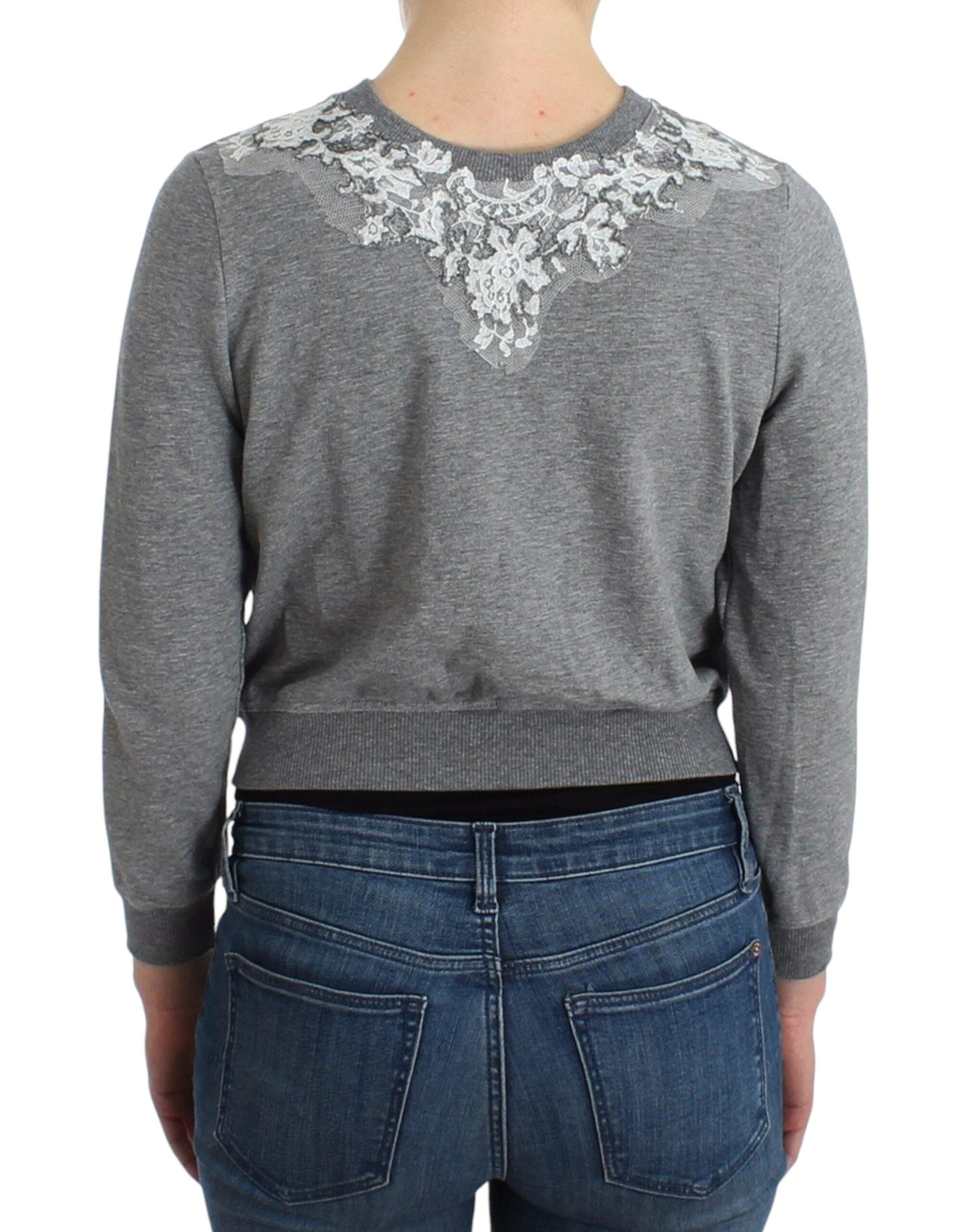 Ermanno Scervino Lingerie Gray Lace Sweater Cardigan Women's Top