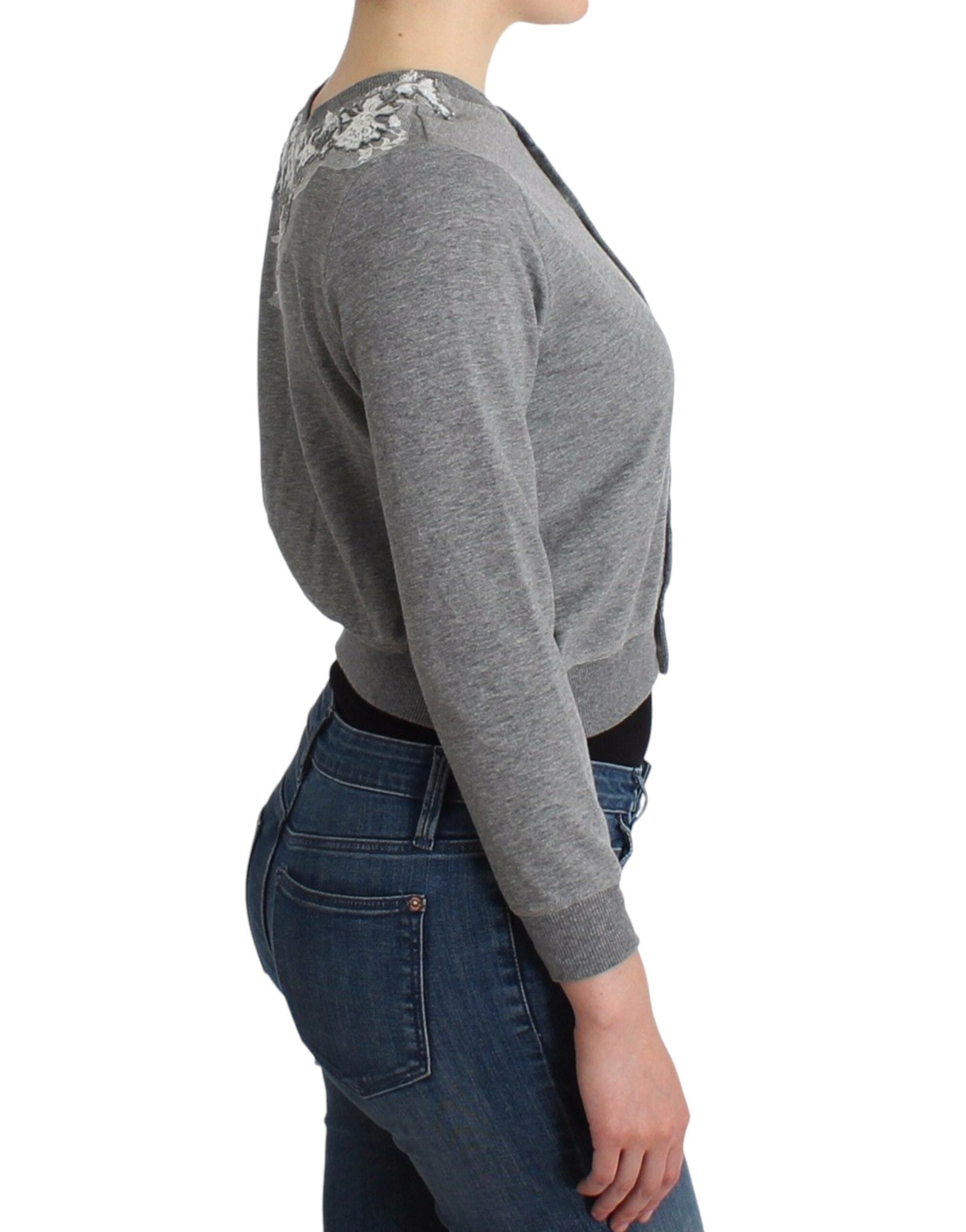 Ermanno Scervino Lingerie Gray Lace Sweater Cardigan Women's Top