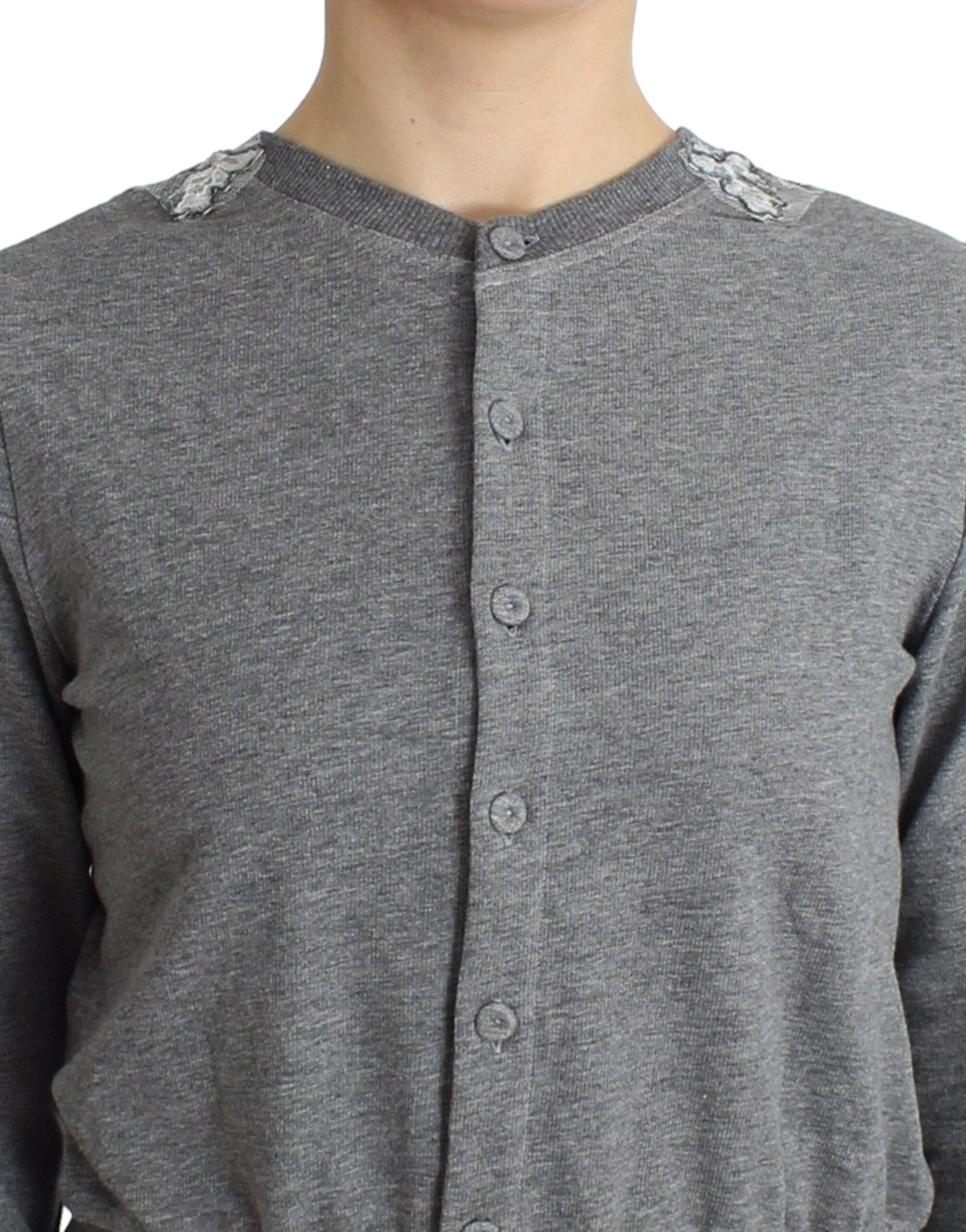 Ermanno Scervino Lingerie Gray Lace Sweater Cardigan Women's Top