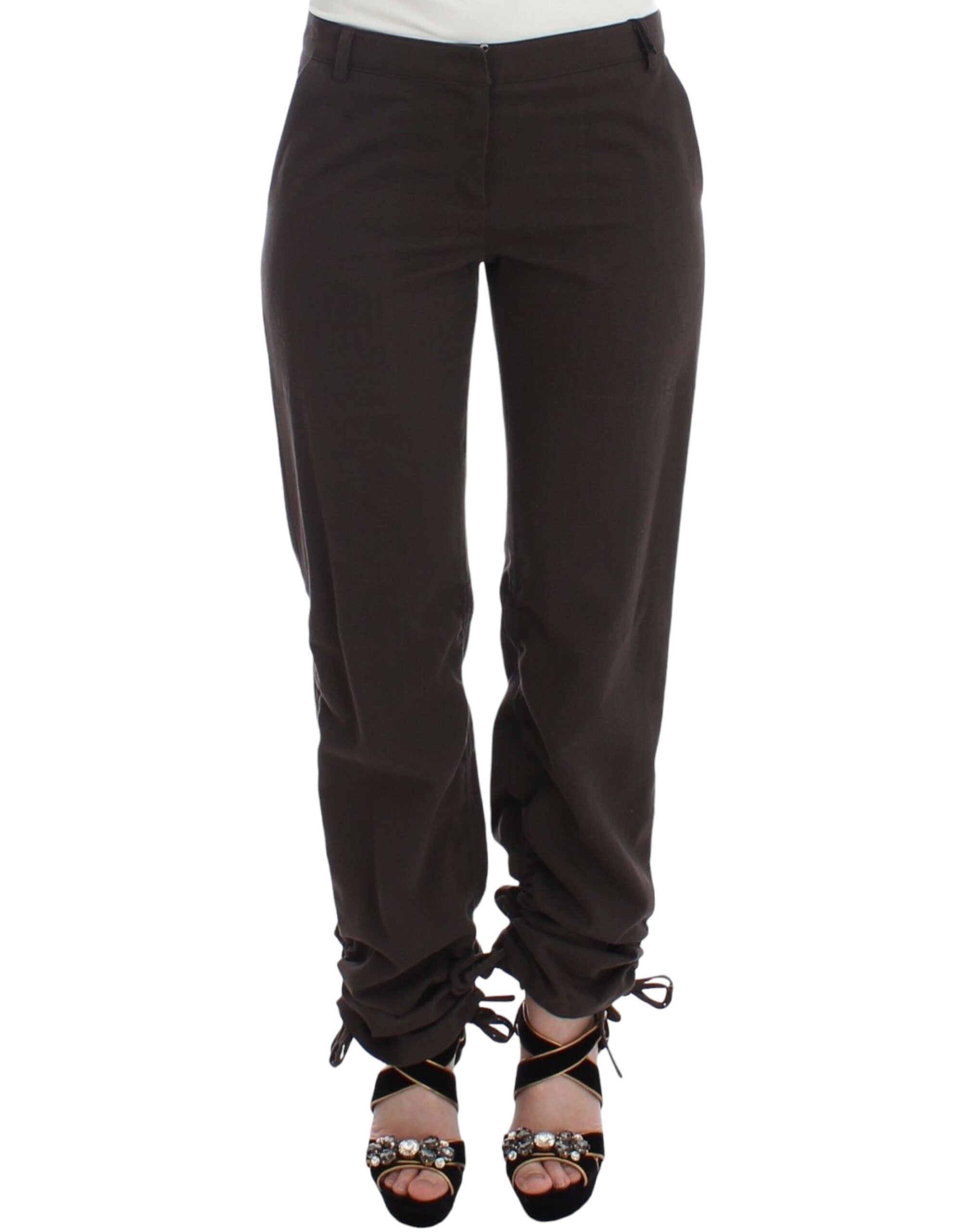 Ermanno Scervino Chic Brown Cotton Dress Women's Pants
