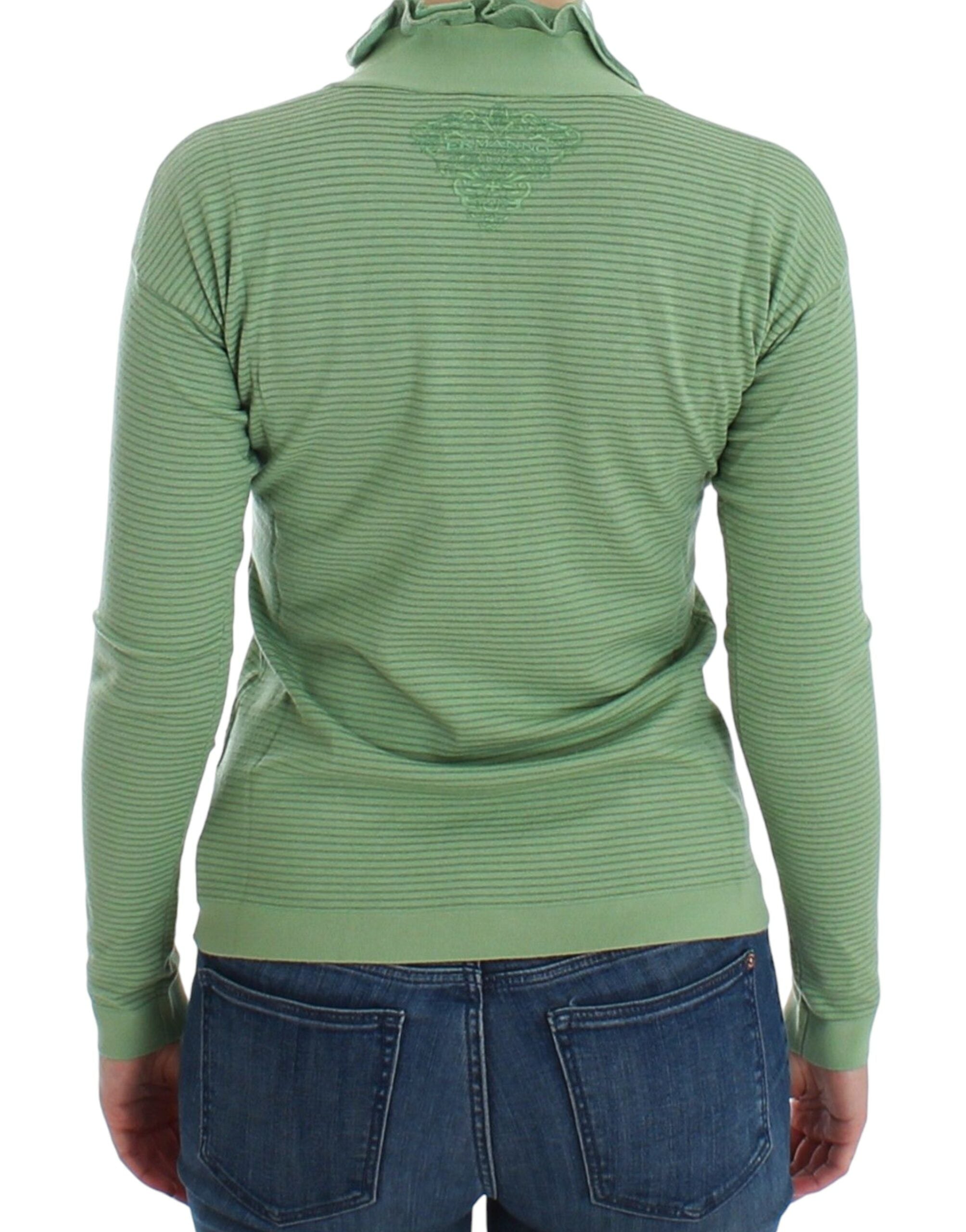 Ermanno Scervino Green Wool Blend Striped Long Sleeve Women's Sweater