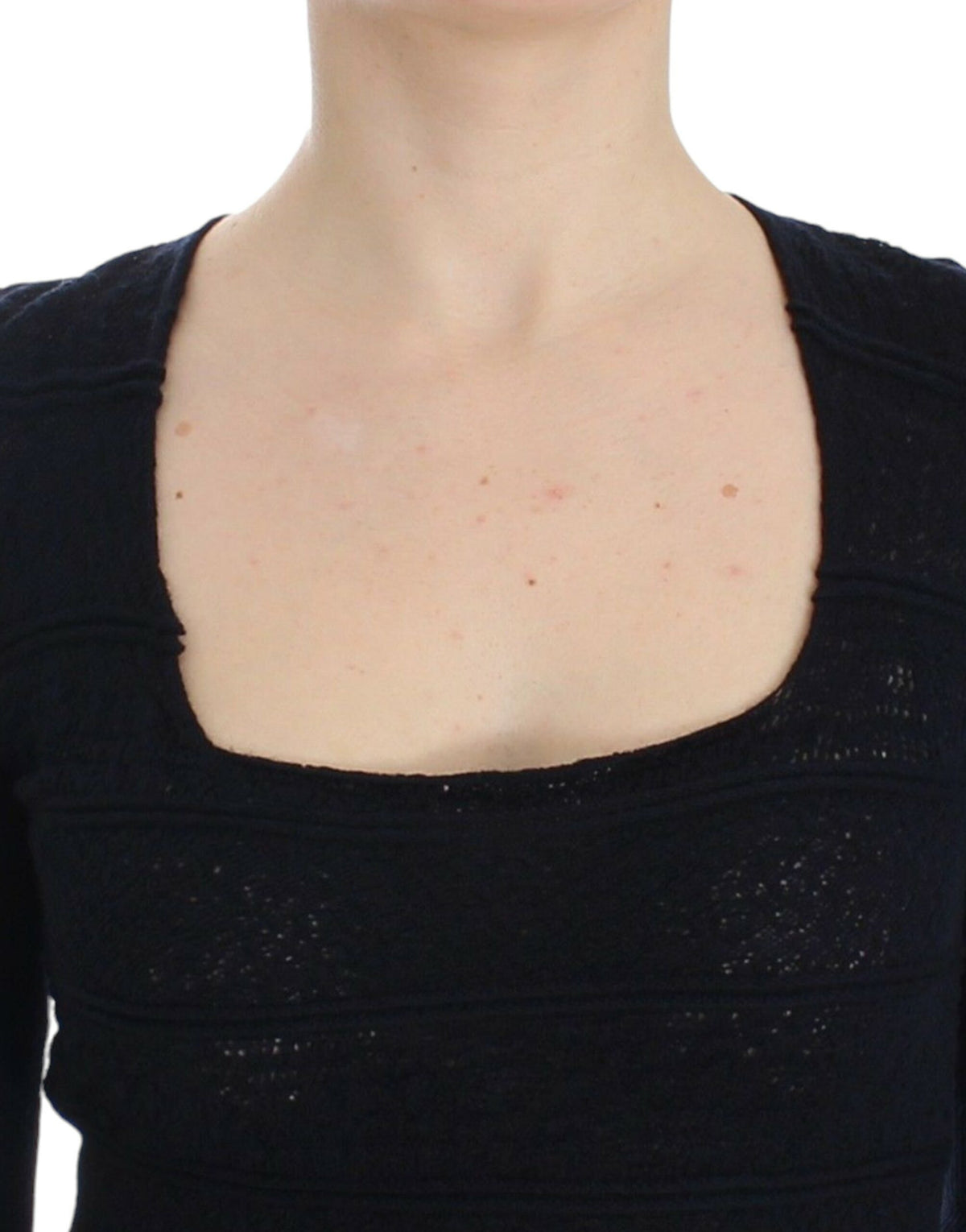 Ermanno Scervino Blue Knitted Wool Stretch Sweater Women's Top