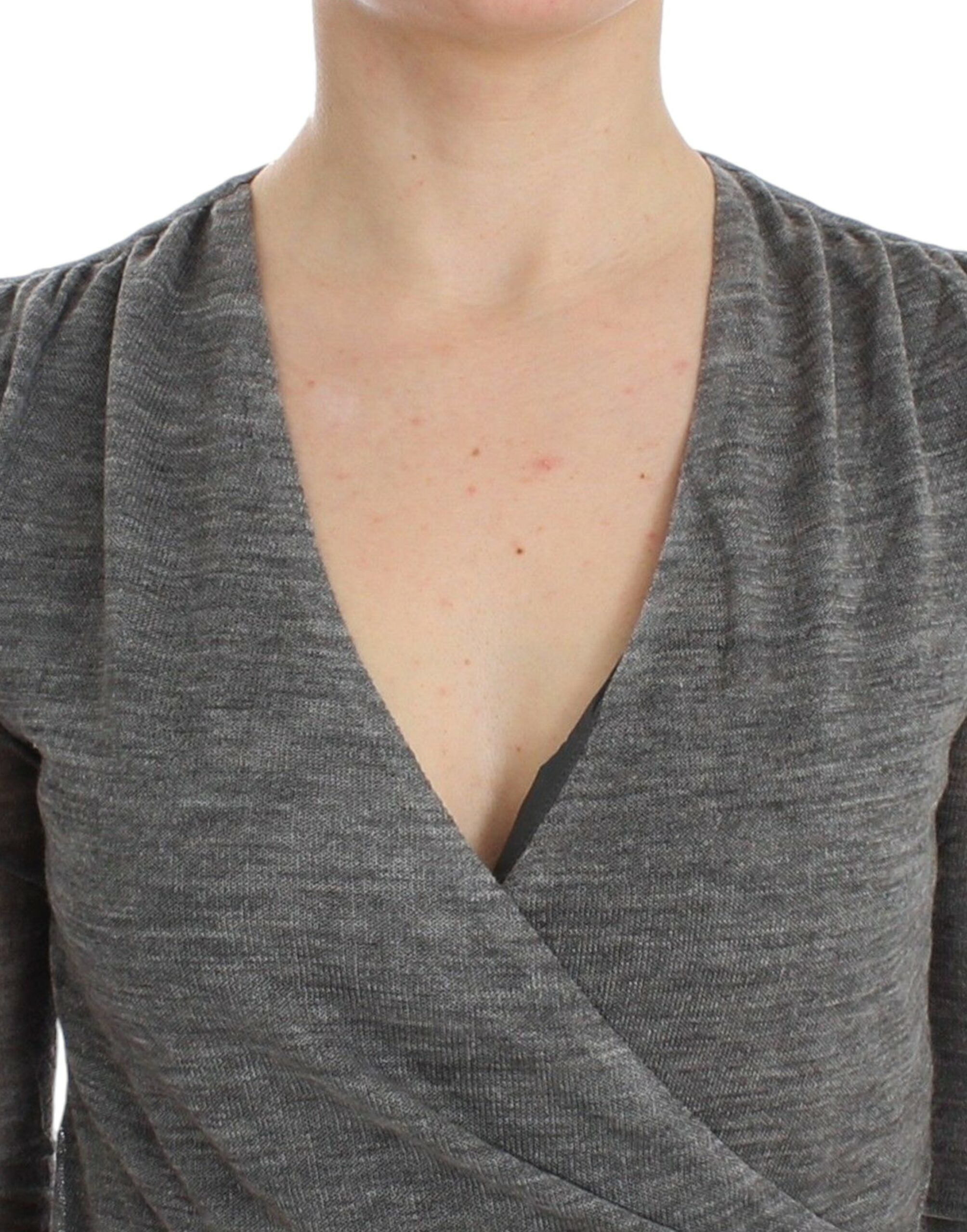 Ermanno Scervino Gray Wool Blend Stretch Long Sleeve Women's Sweater