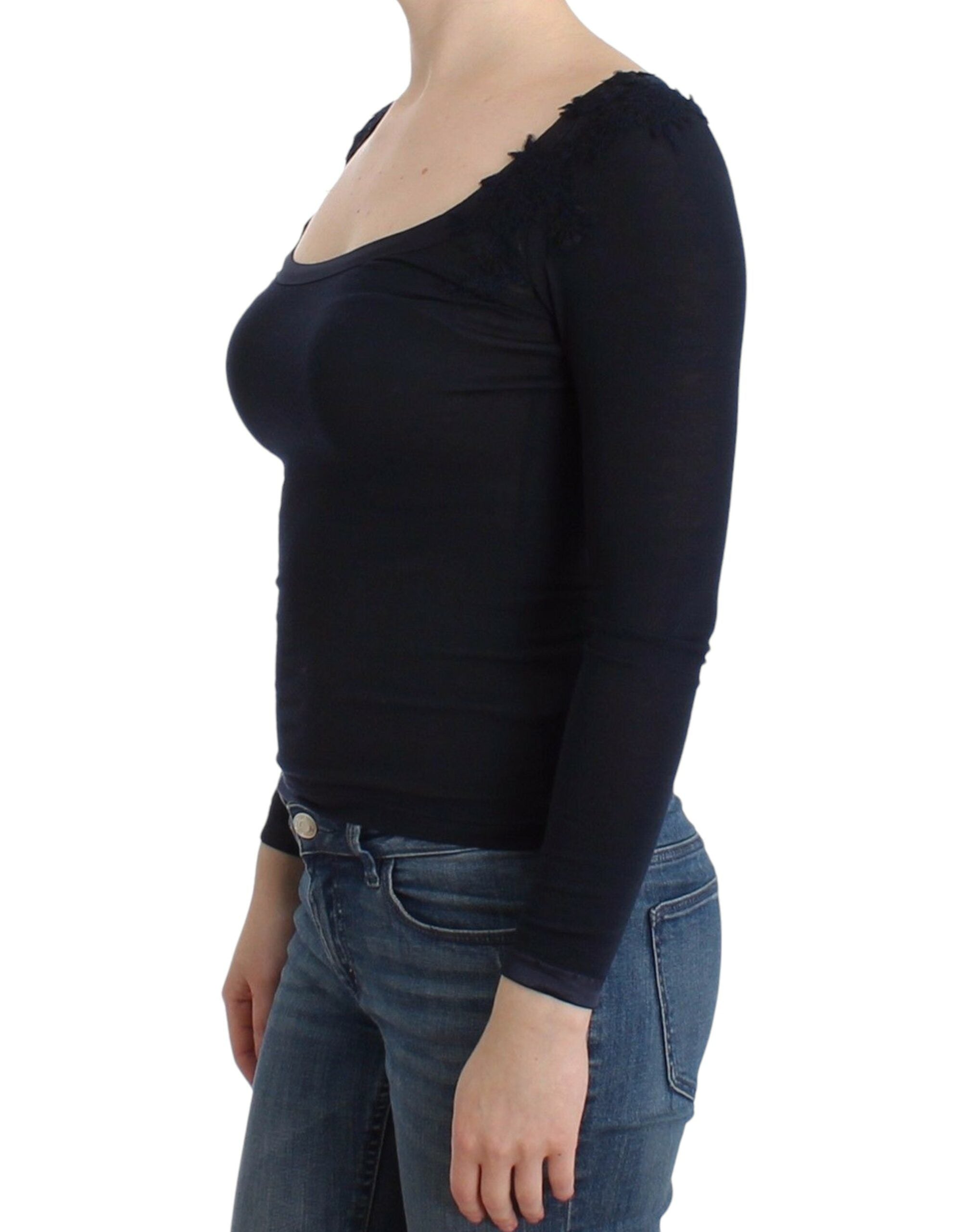Ermanno Scervino Lingerie Blue Top Blouse Jumper Lace Women's Rayon