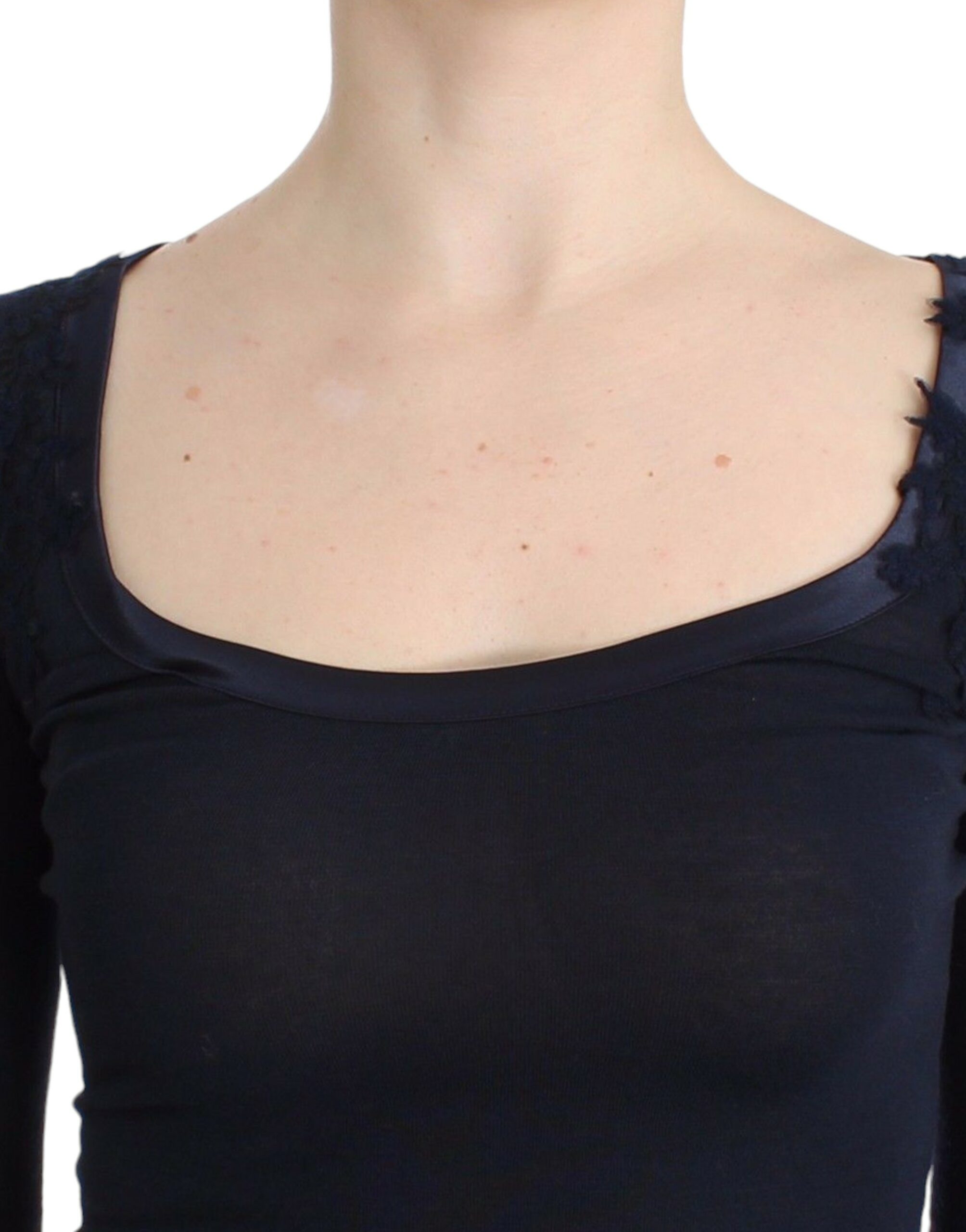 Ermanno Scervino Lingerie Blue Top Blouse Jumper Lace Women's Rayon