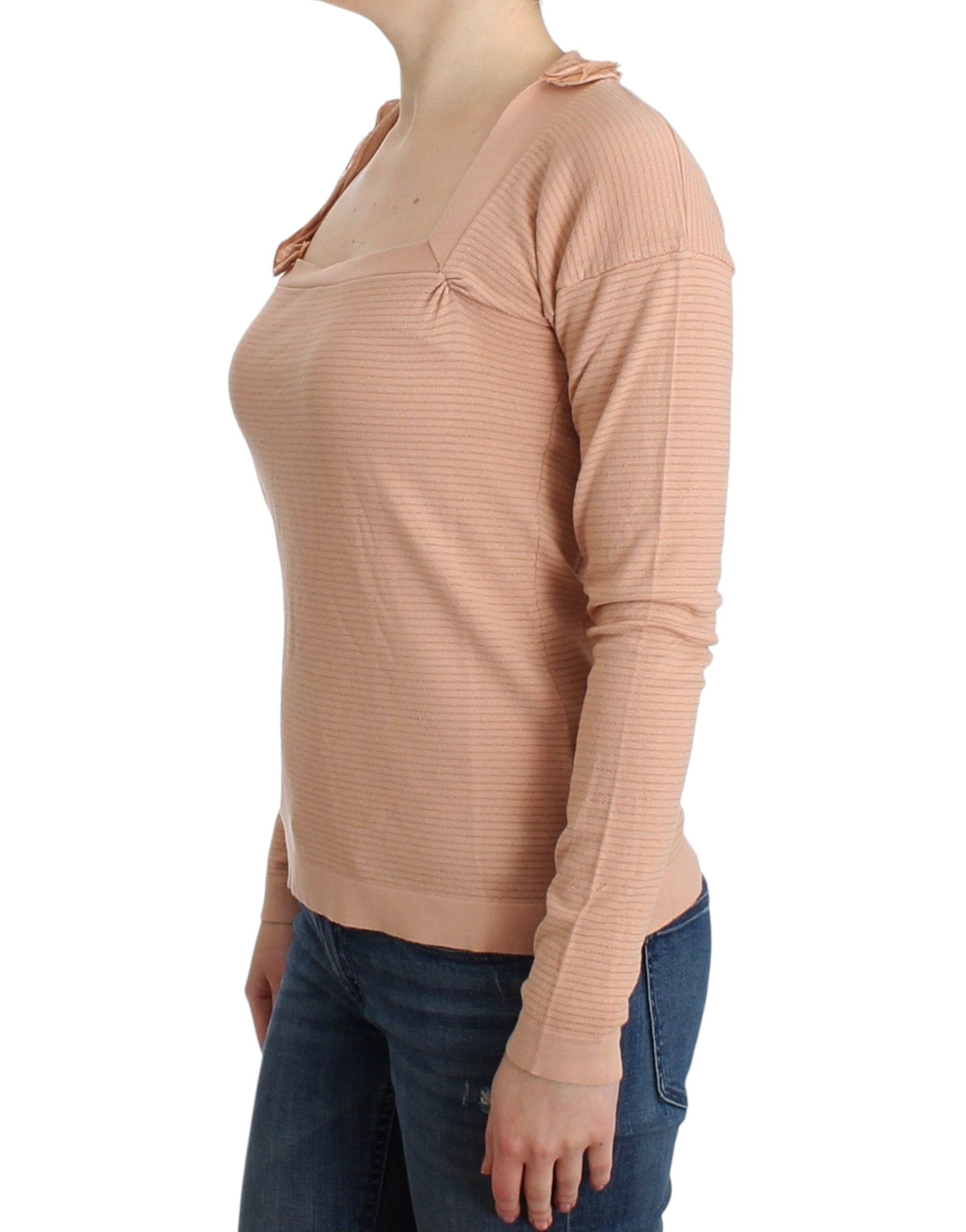 Ermanno Scervino Orange Wool Blend Striped Long Sleeve Women's Top