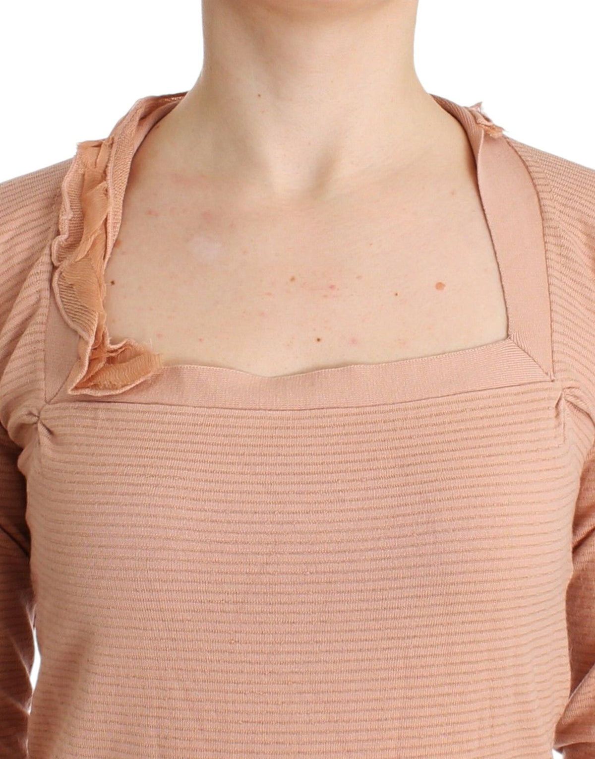 Ermanno Scervino Orange Wool Blend Striped Long Sleeve Women's Top