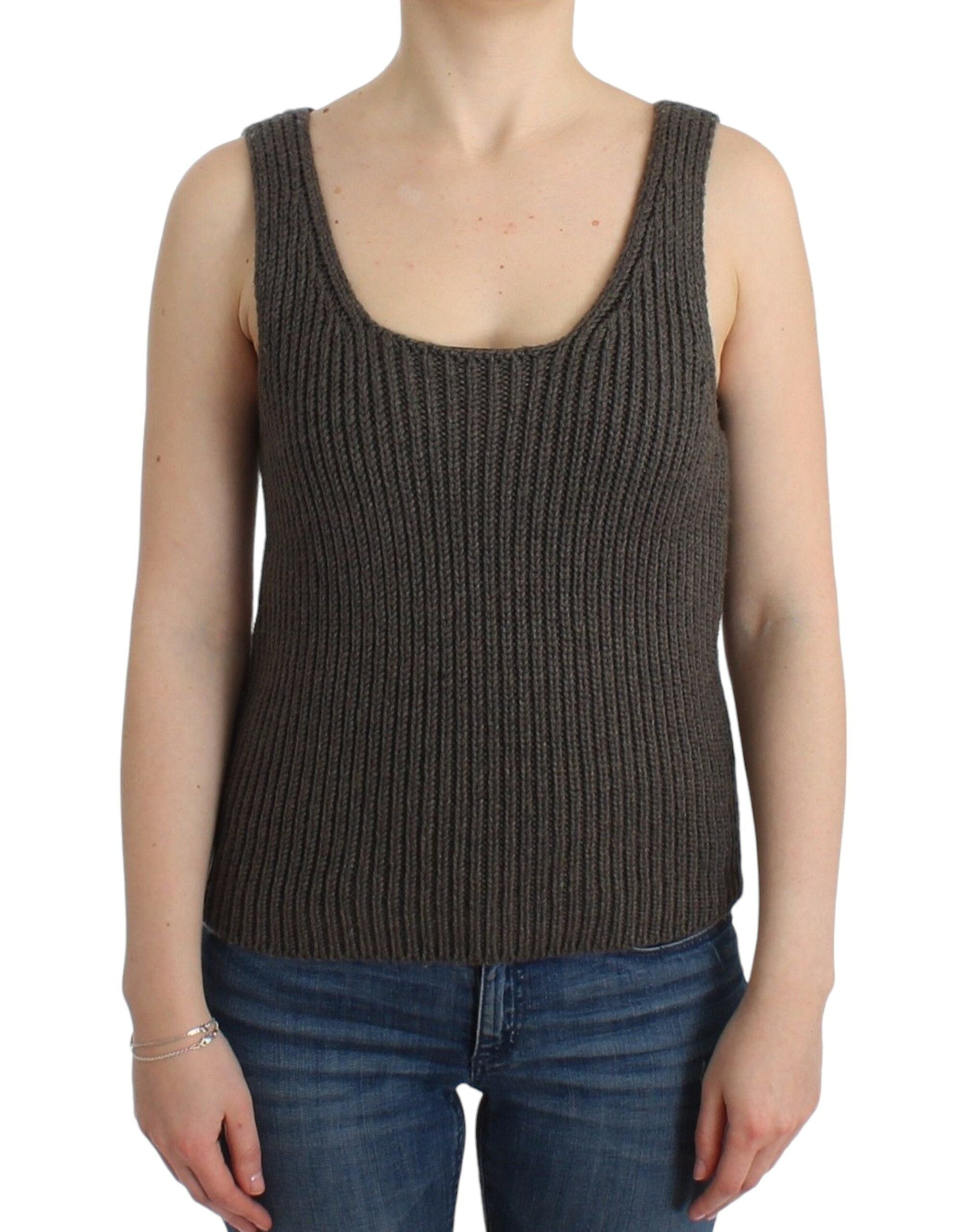 Ermanno Scervino Gray Knit Top Knitted Sweater Merino Women's Wool