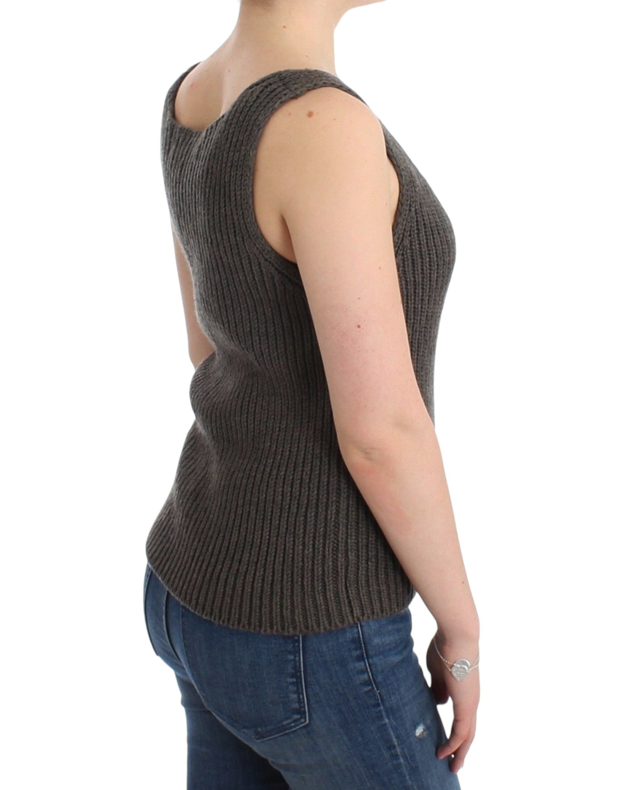 Ermanno Scervino Gray Knit Top Knitted Sweater Merino Women's Wool