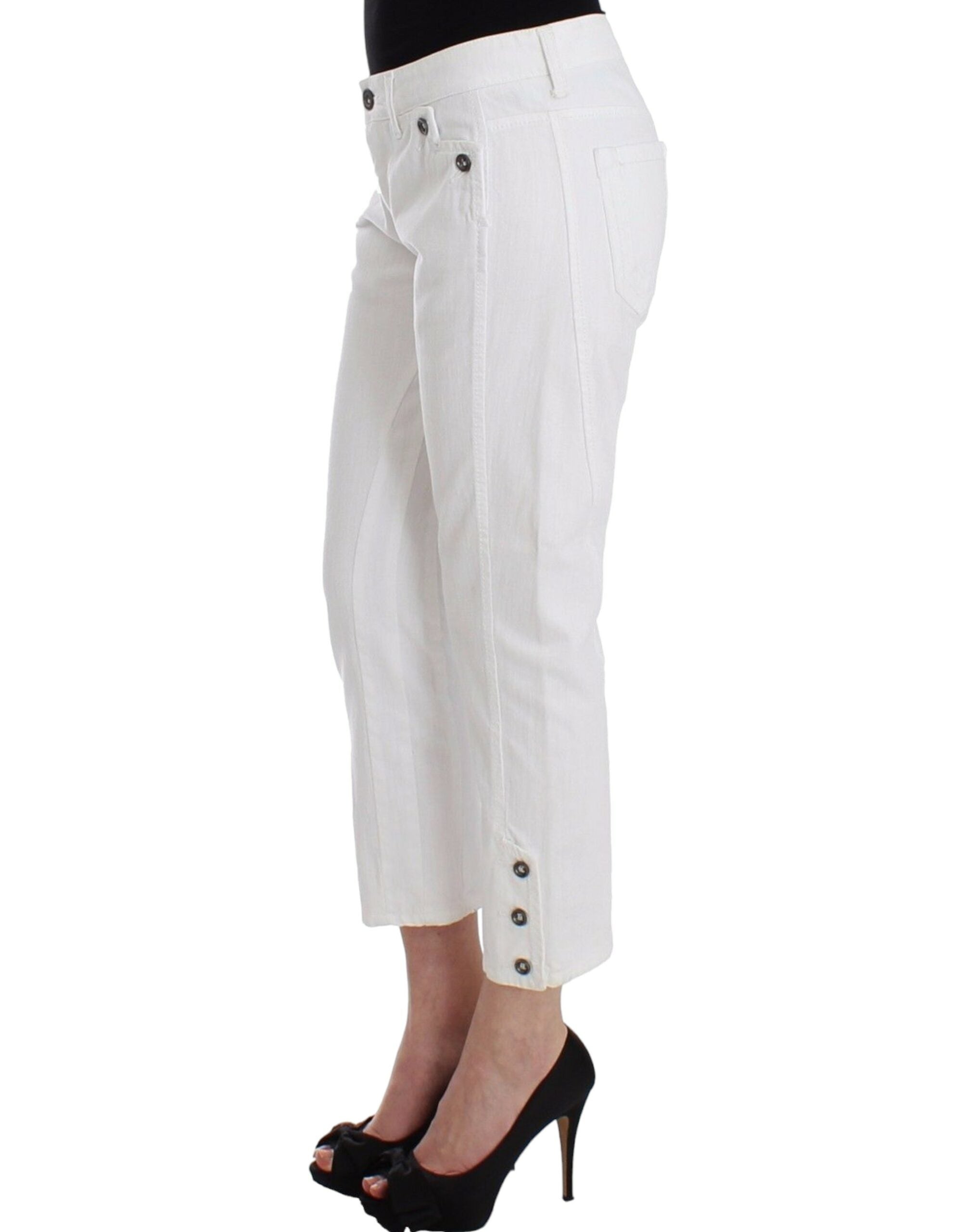 Ermanno Scervino White Cropped Jeans Denim Pants Branded Women's Capri