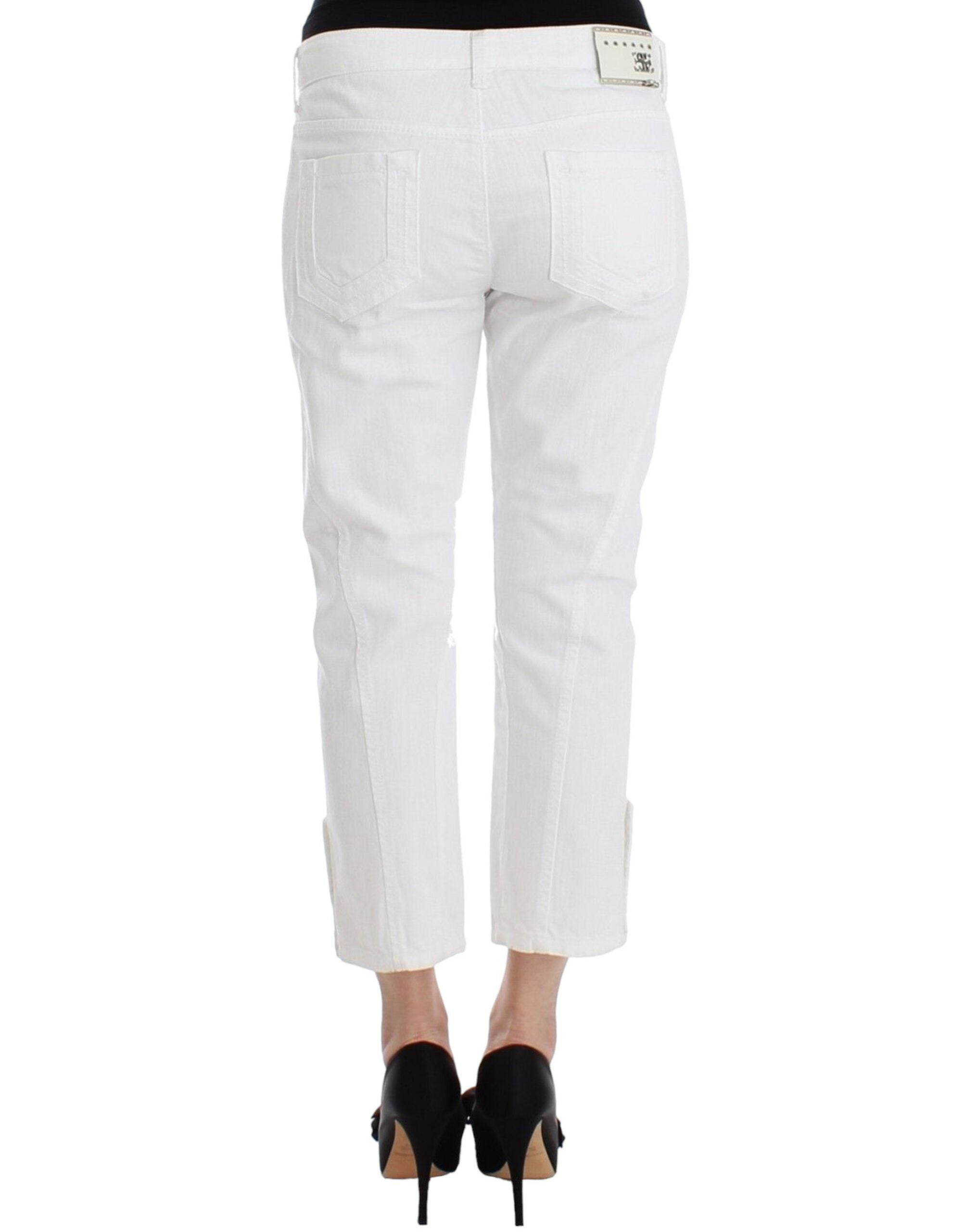 Ermanno Scervino White Cropped Jeans Denim Pants Branded Women's Capri