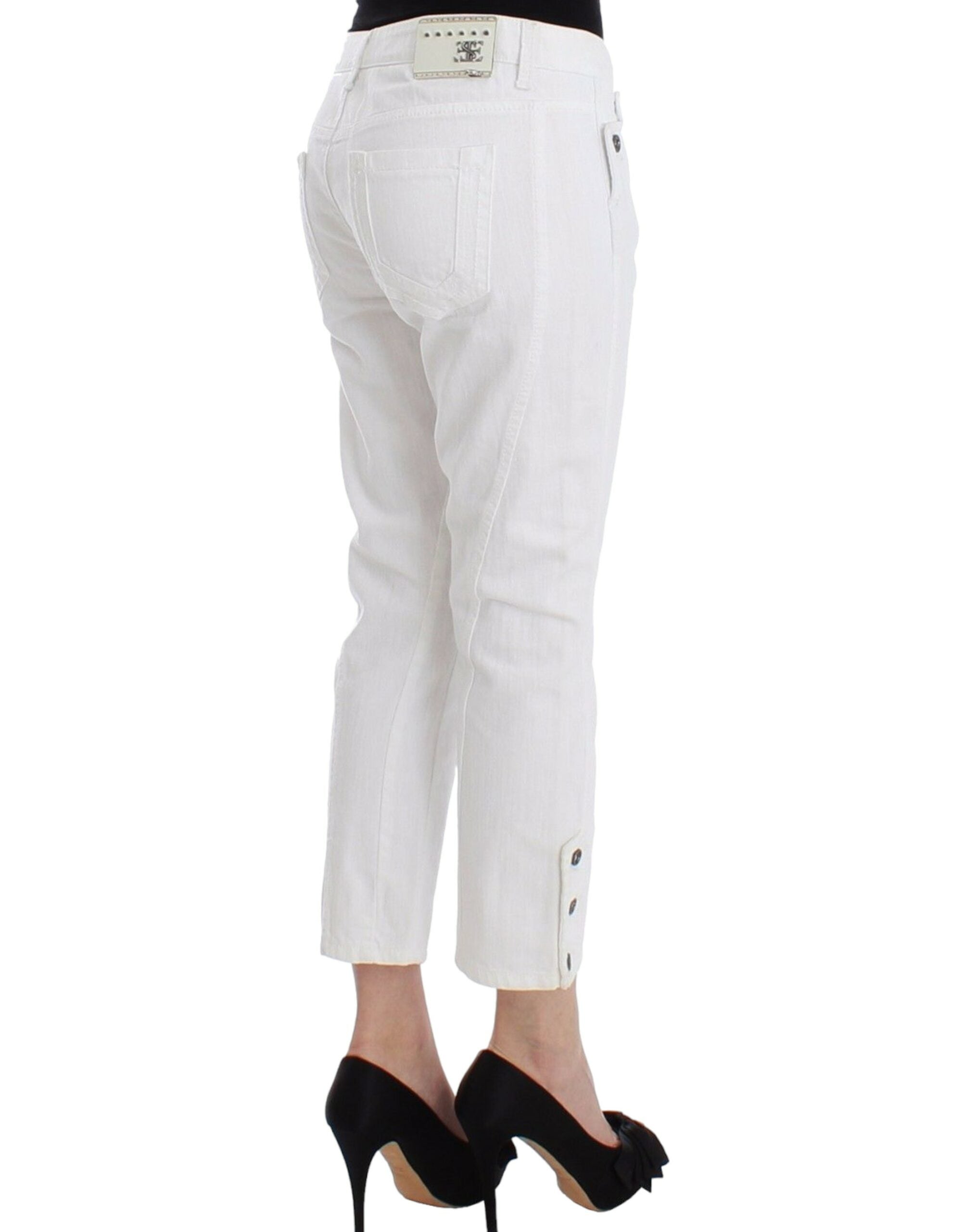 Ermanno Scervino White Cropped Jeans Denim Pants Branded Women's Capri