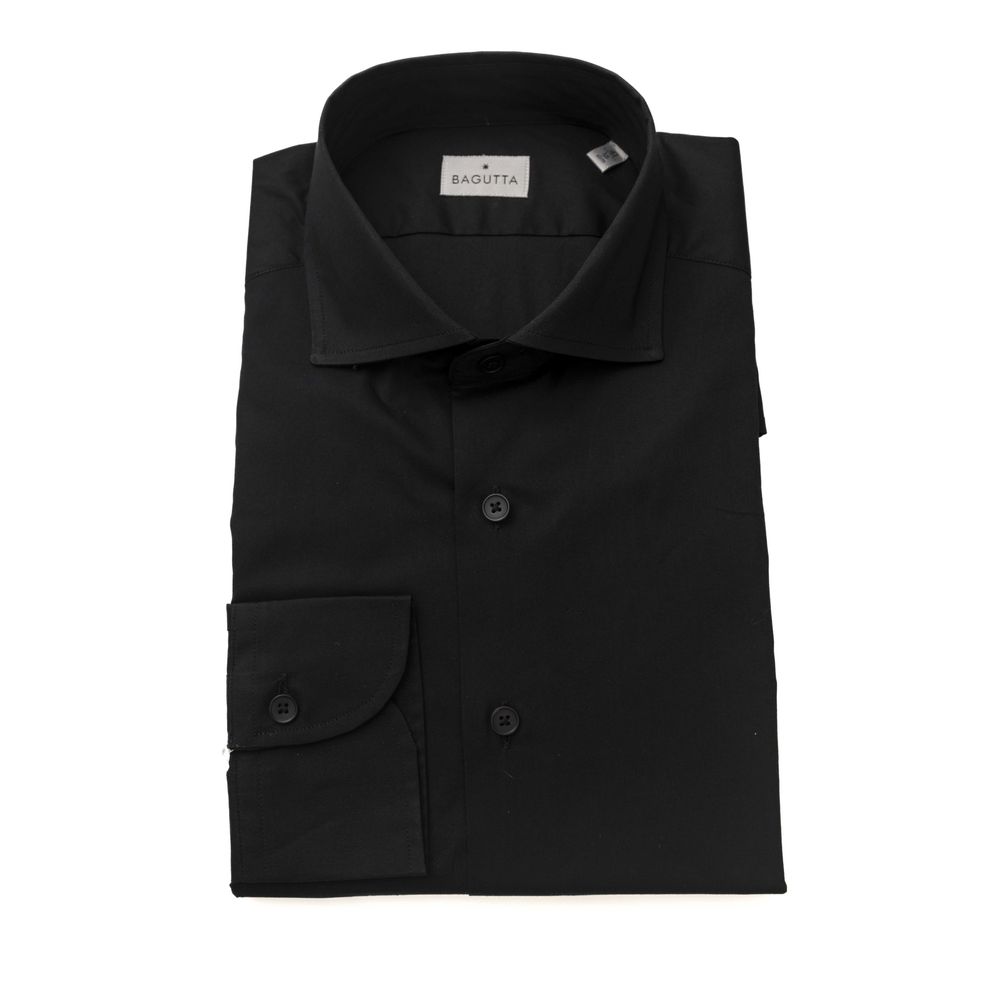 Bagutta Black Cotton Men's Slim Men's Shirt
