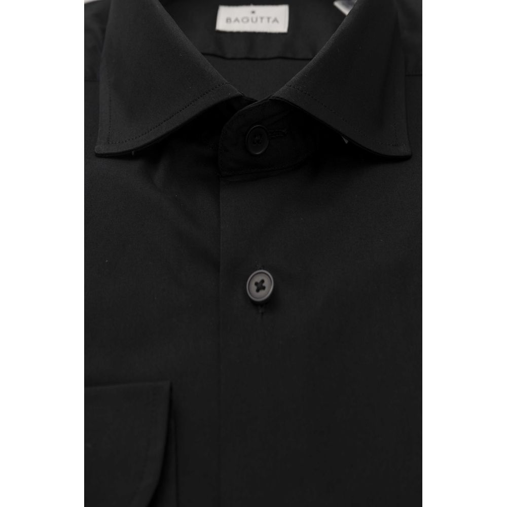 Bagutta Black Cotton Men's Slim Men's Shirt