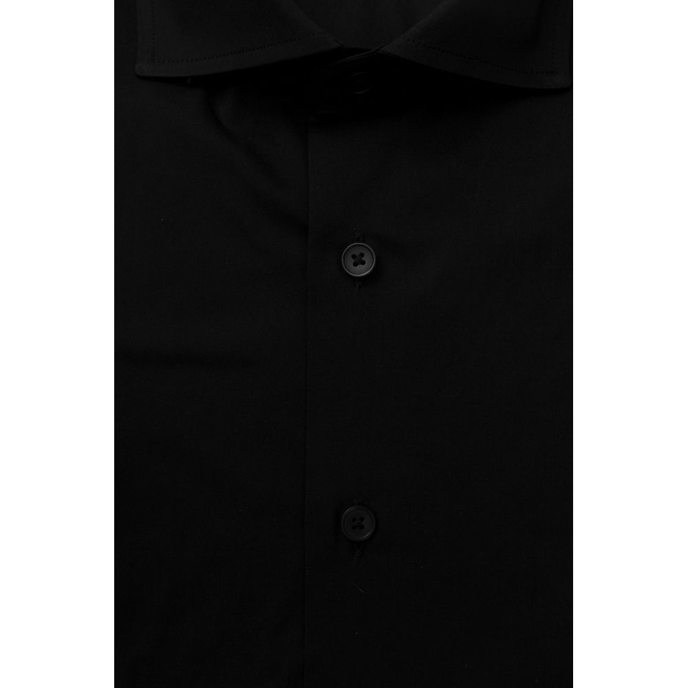 Bagutta Black Cotton Men's Slim Men's Shirt