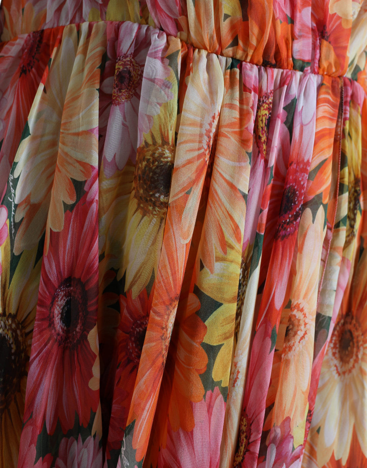 Dolce & Gabbana Multicolor Sunflower Print Silk Midi Women's Dress