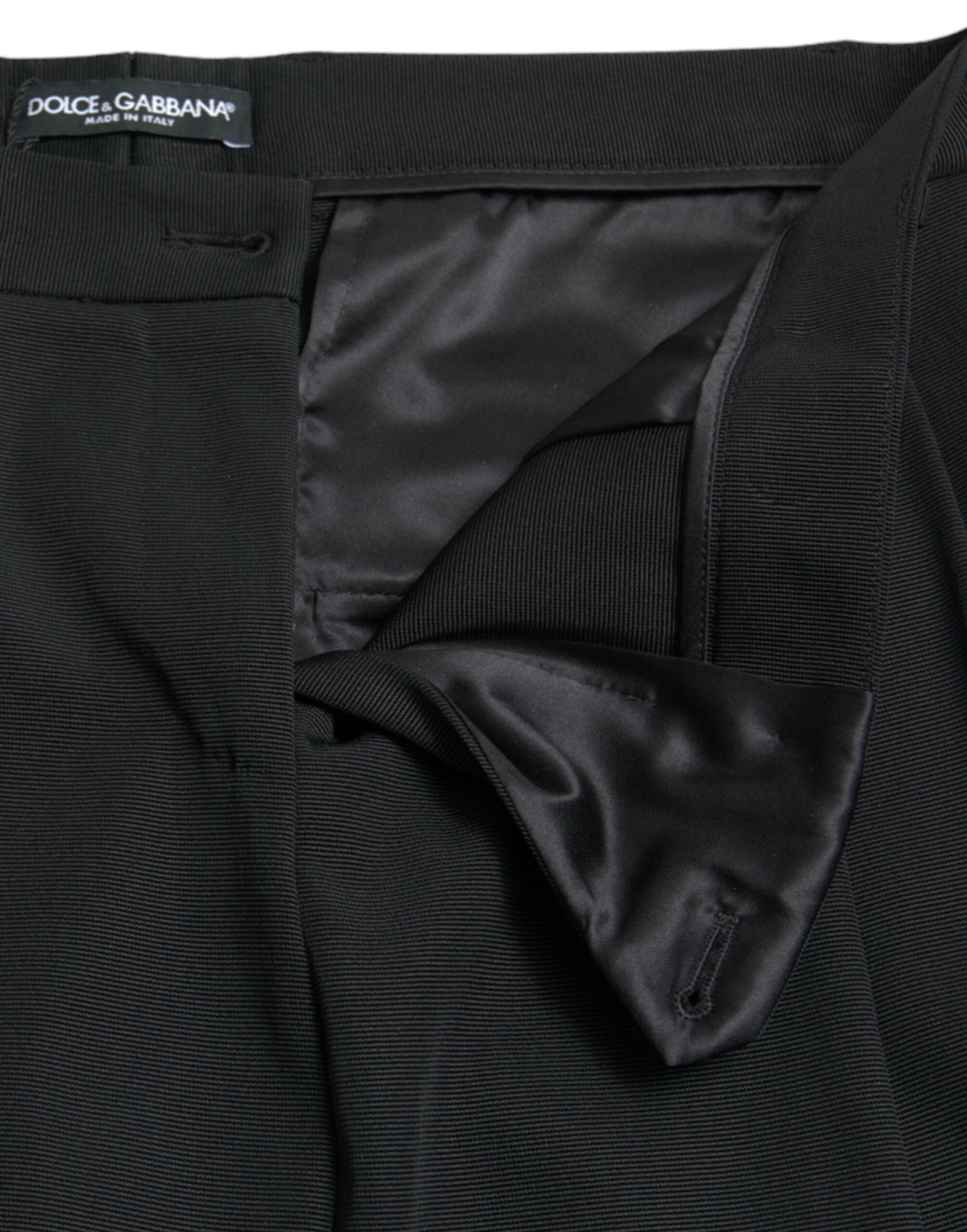 Dolce & Gabbana Black Wool High Waist Cropped Tapered Women's Pants