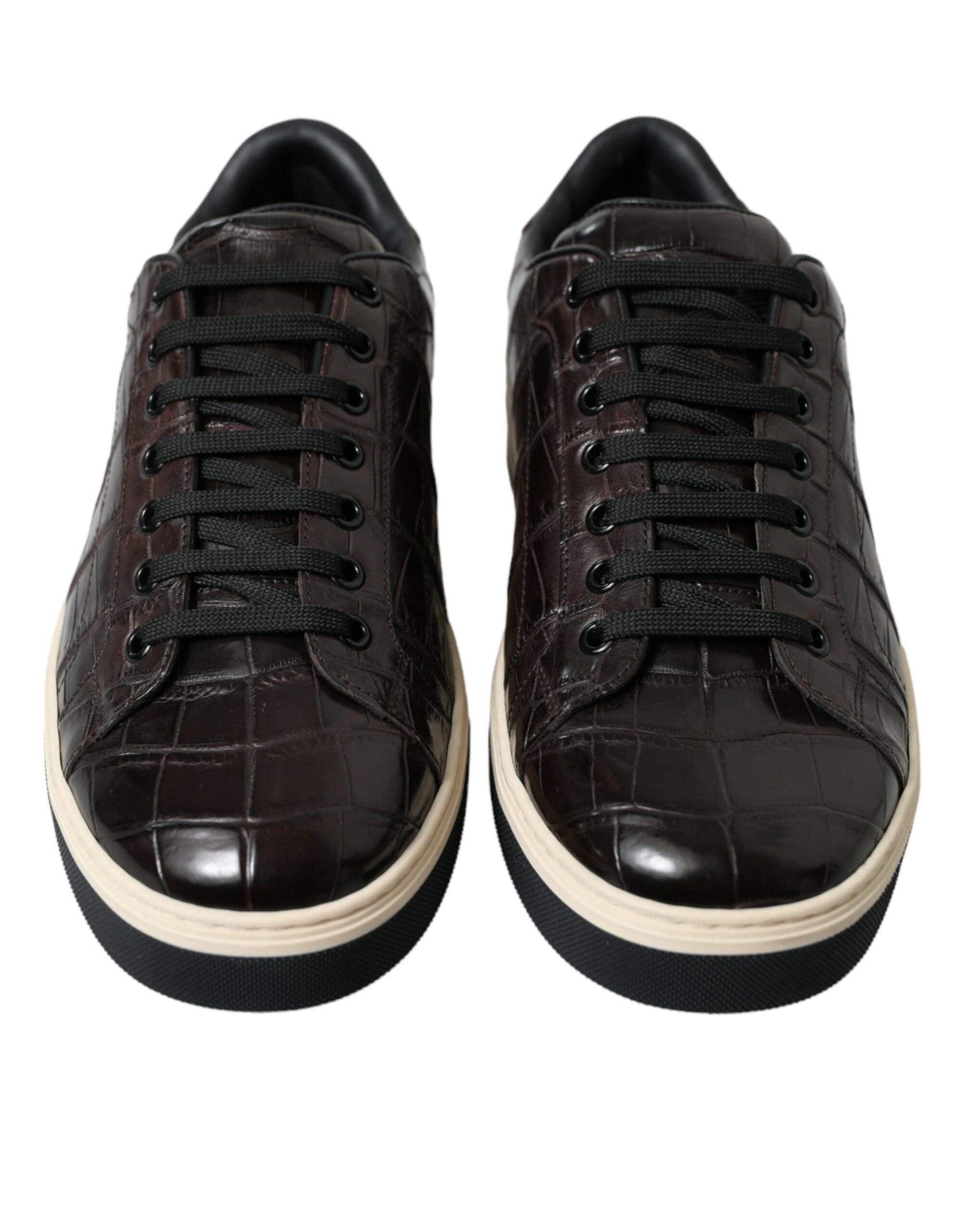 Dolce & Gabbana Brown Croc Exotic Leather Men Casual Sneakers Men's Shoes
