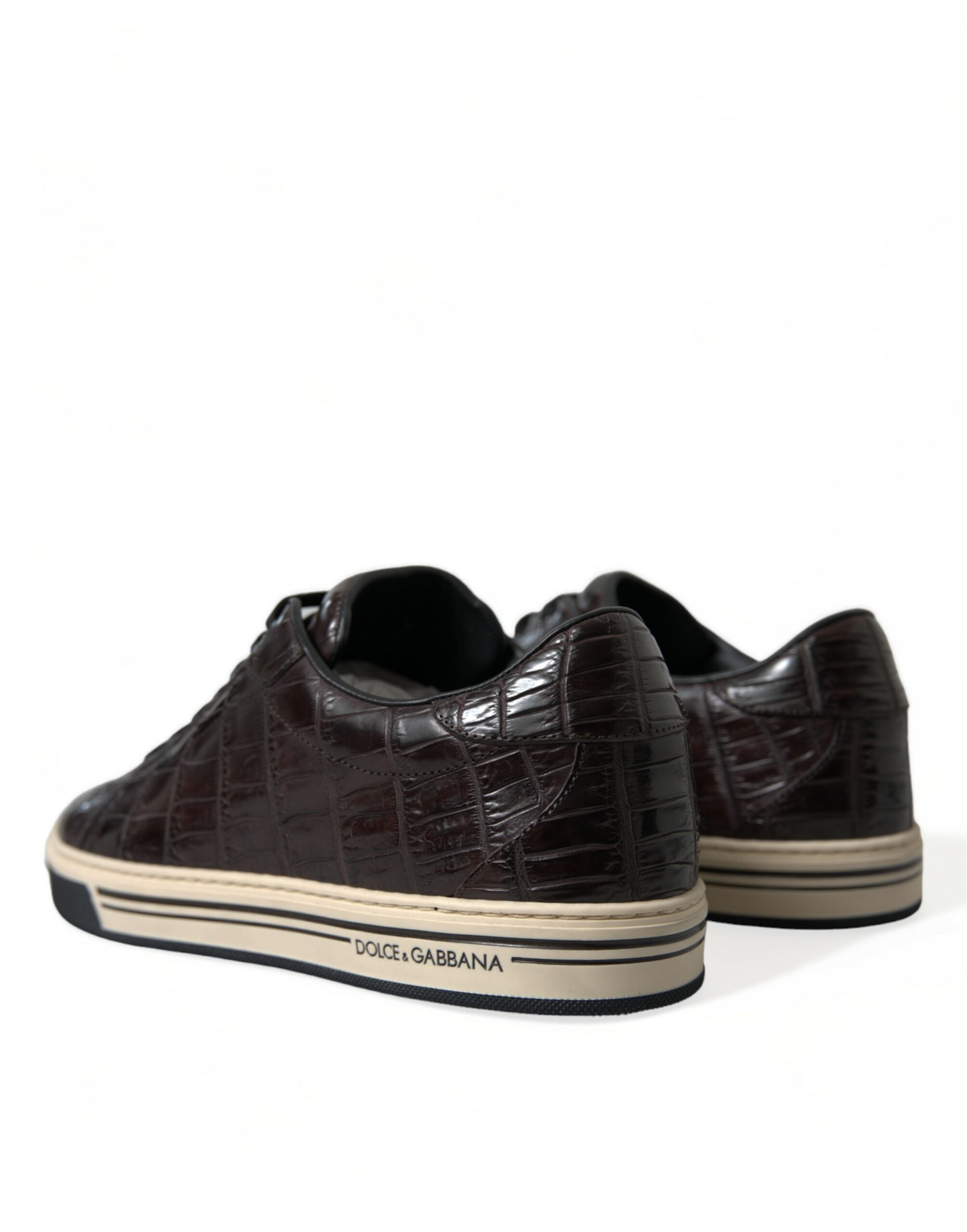 Dolce & Gabbana Brown Croc Exotic Leather Men Casual Sneakers Men's Shoes