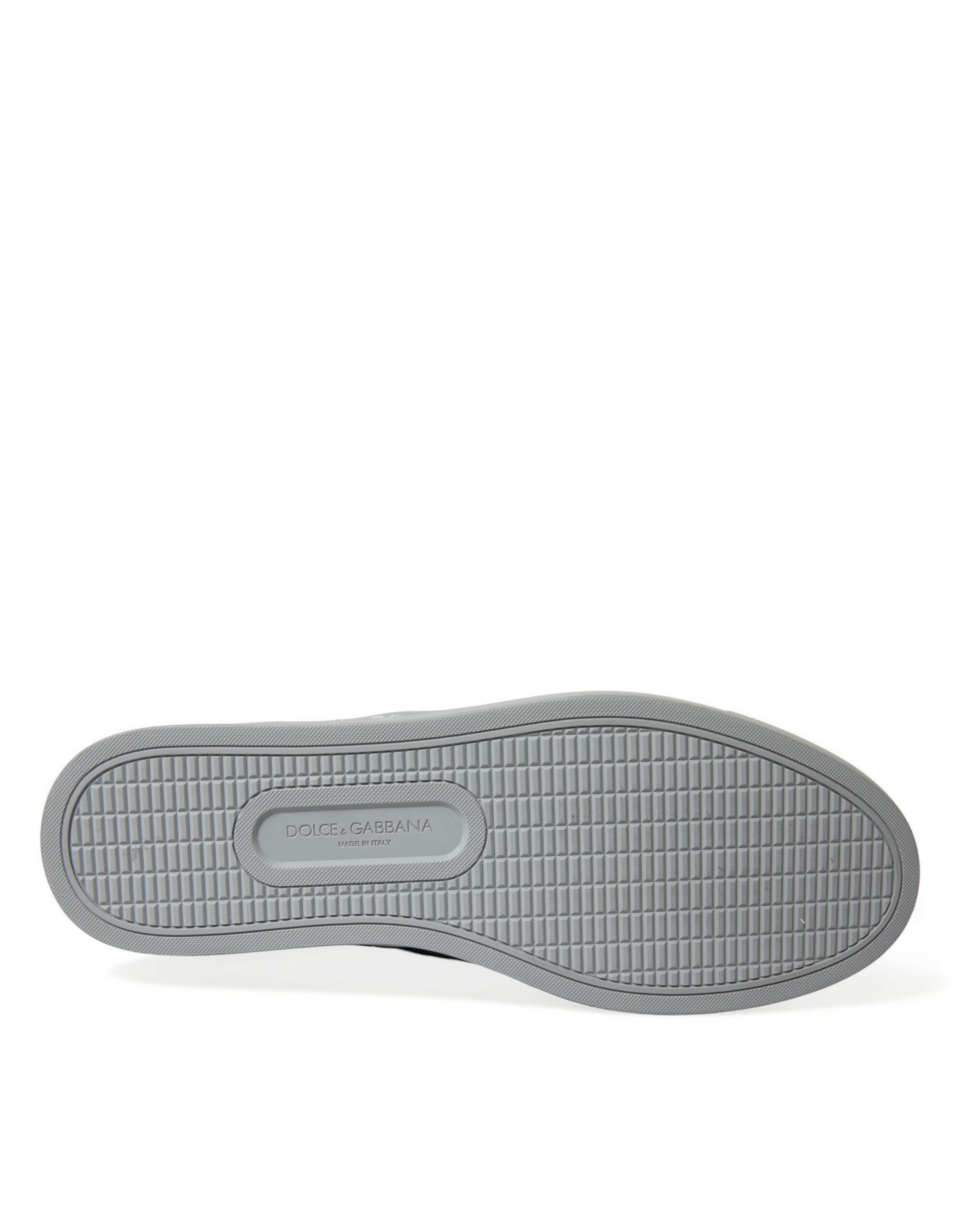 Dolce & Gabbana Blue Calfskin Leopard Mid Top Sneakers Men's Shoes