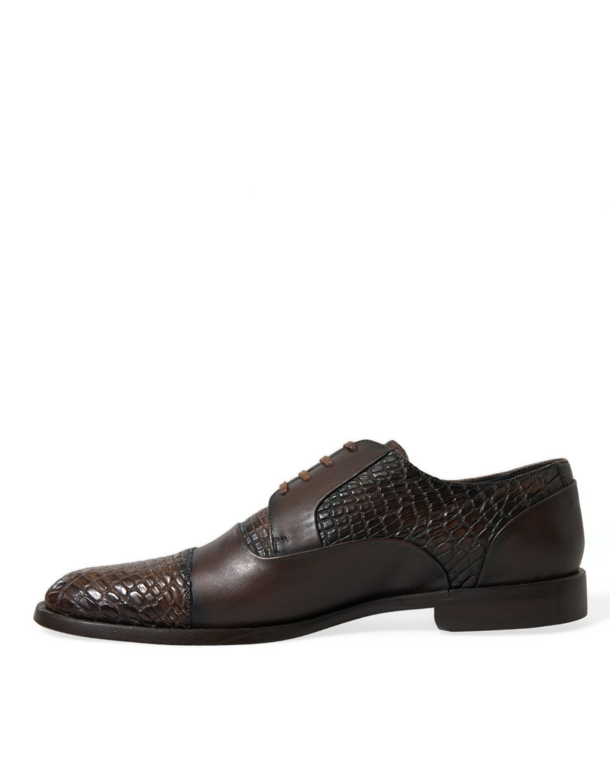 Dolce & Gabbana Brown Exotic Leather Lace Up Oxford Dress Men's Shoes