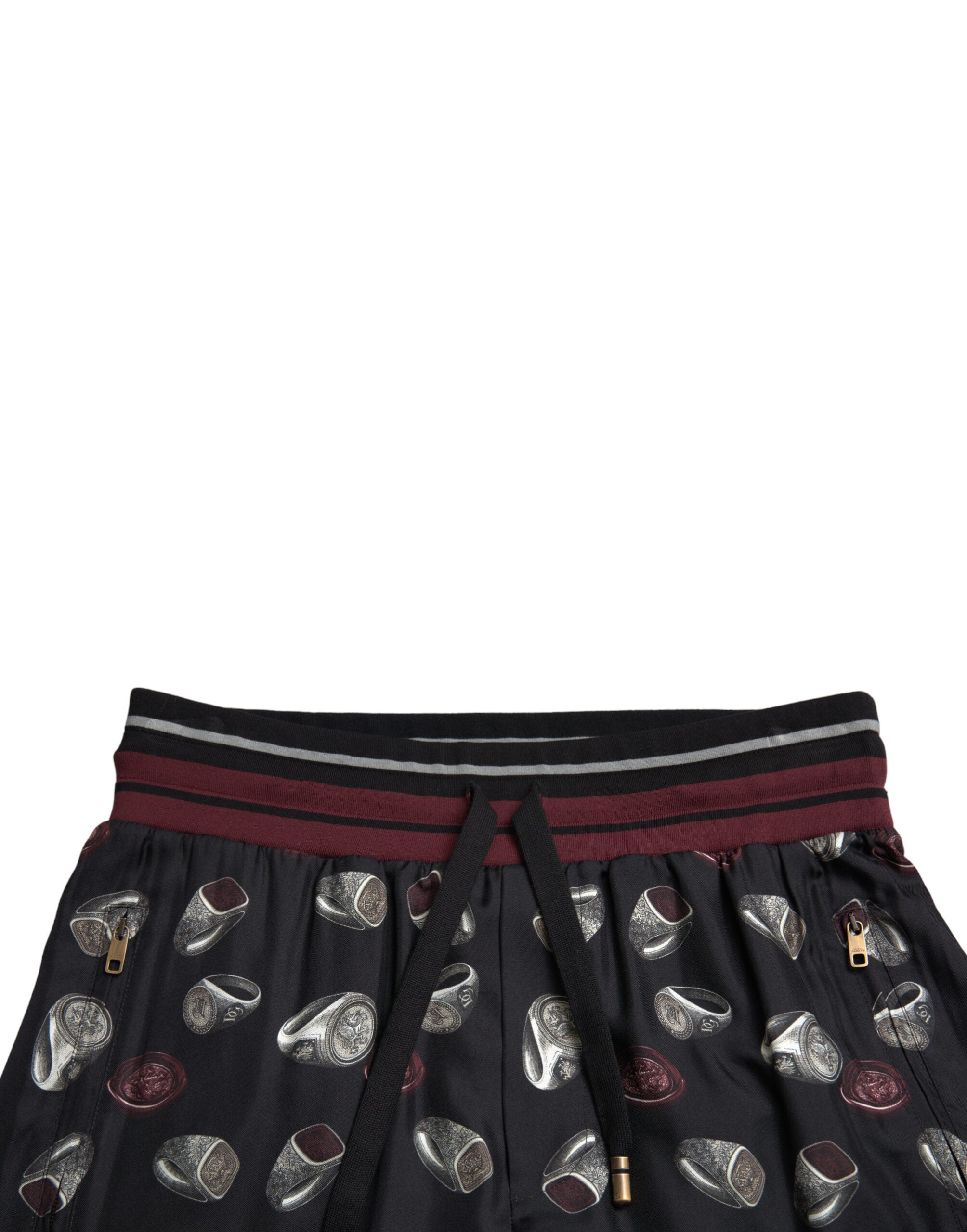 Dolce & Gabbana Black Ring Silk Jogging Trousers Men's Pants