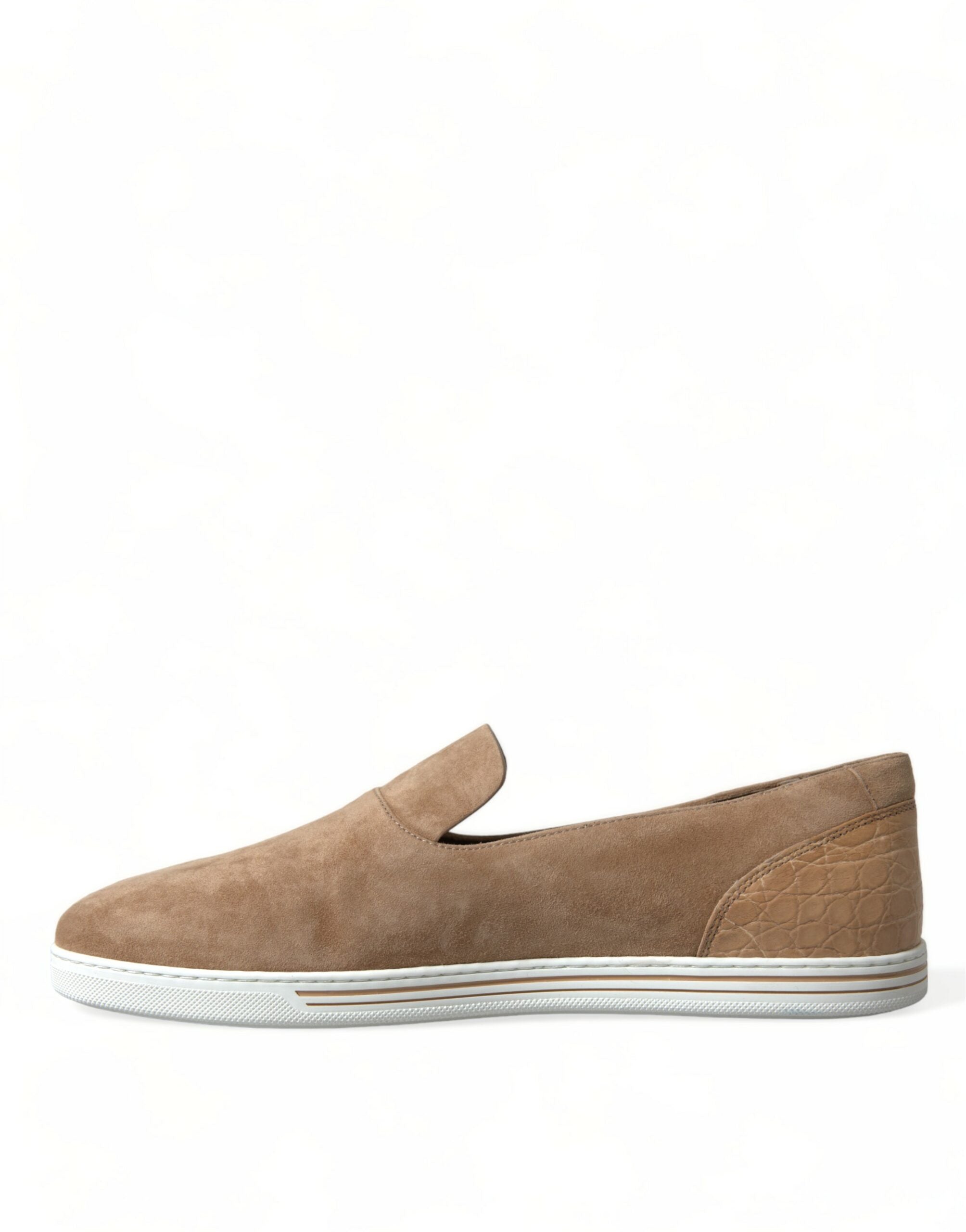 Dolce & Gabbana Beige Suede Caiman Men Loafers Slippers Men's Shoes