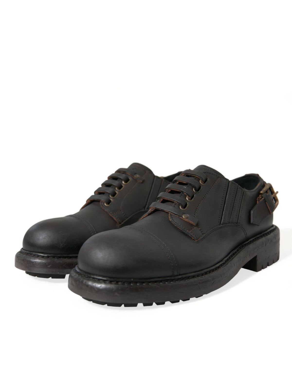 Dolce & Gabbana Brown Leather Lace Up Derby Men Dress Men's Shoes
