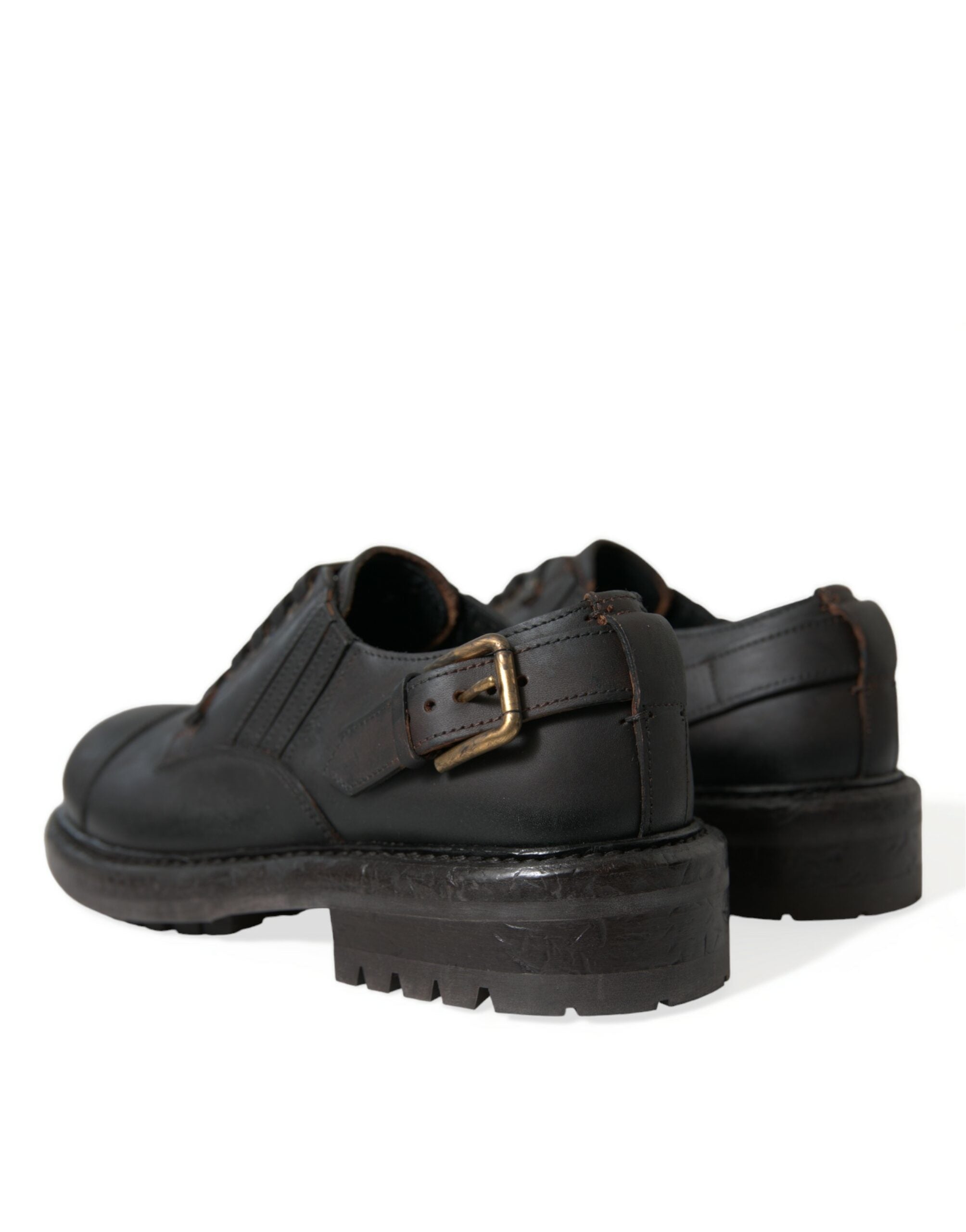 Dolce & Gabbana Brown Leather Lace Up Derby Men Dress Men's Shoes