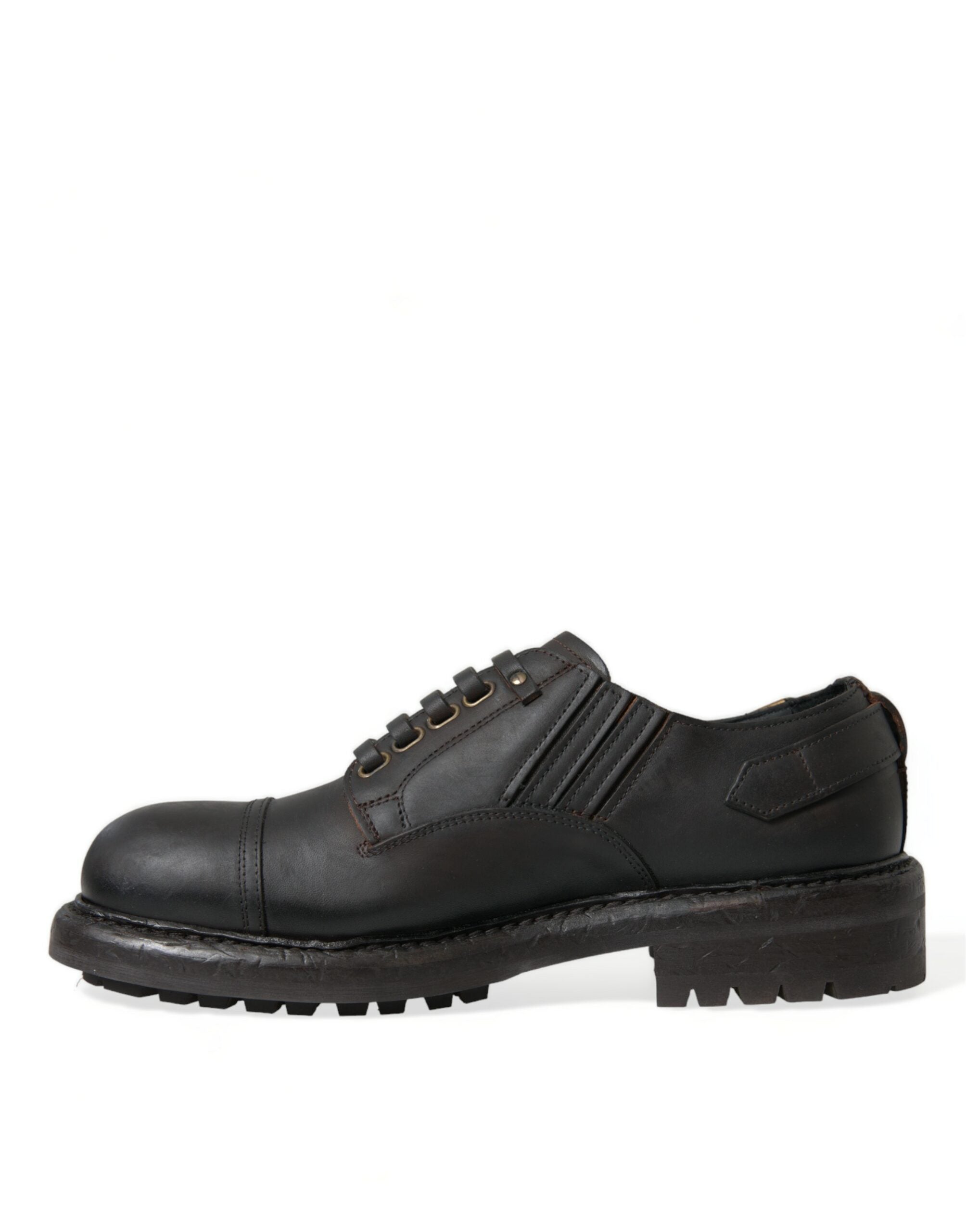 Dolce & Gabbana Brown Leather Lace Up Derby Men Dress Men's Shoes