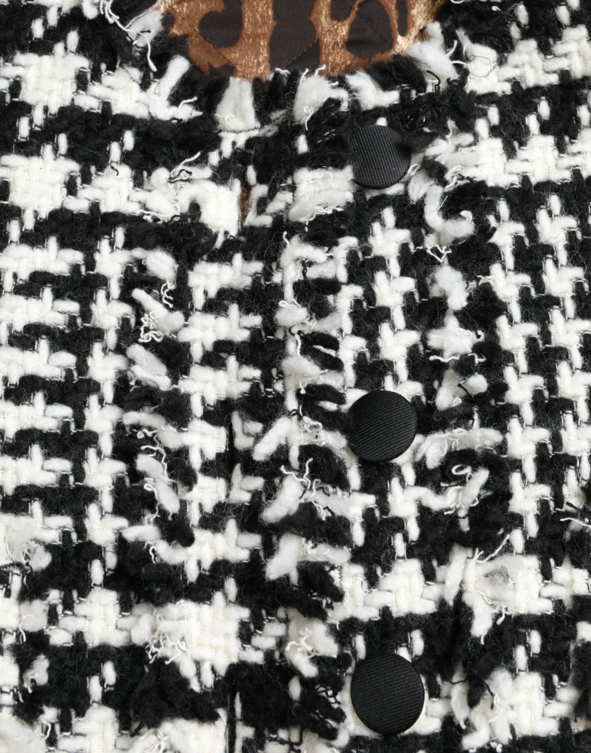 Dolce & Gabbana Black White Houndstooth Trench Coat Women's Jacket