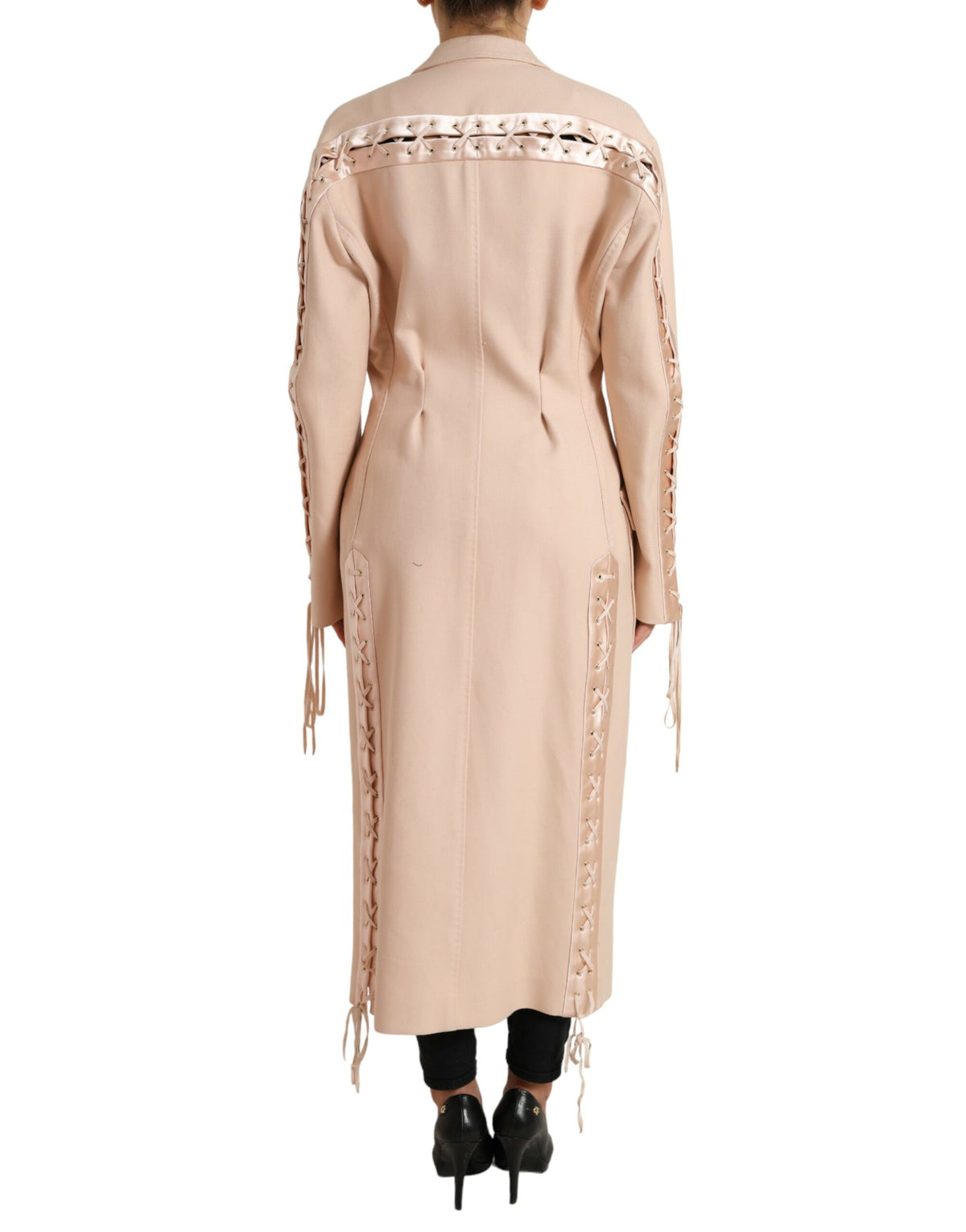 Dolce & Gabbana Beige Cotton Single Breasted Long Coat Women's Jacket