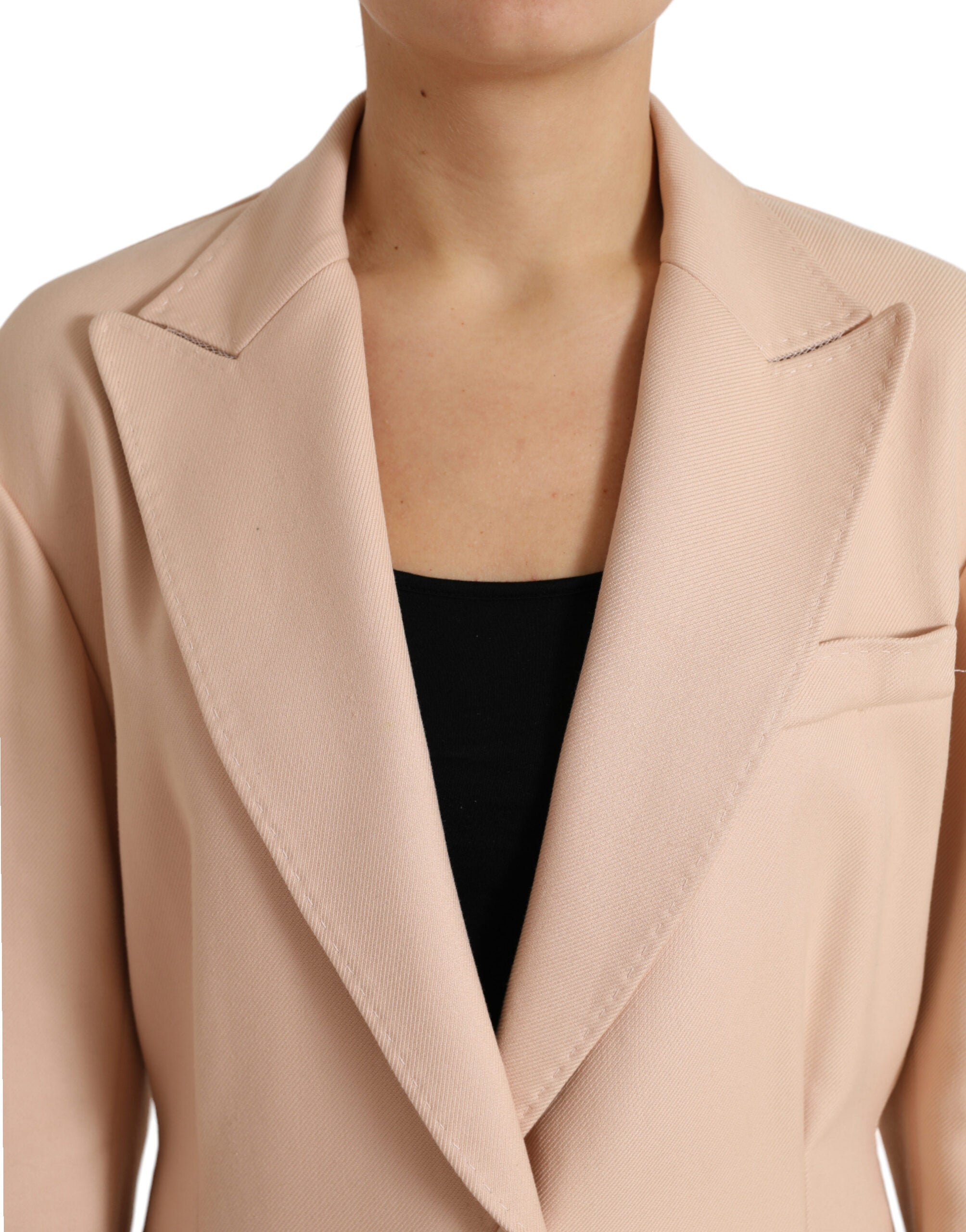 Dolce & Gabbana Beige Cotton Single Breasted Long Coat Women's Jacket