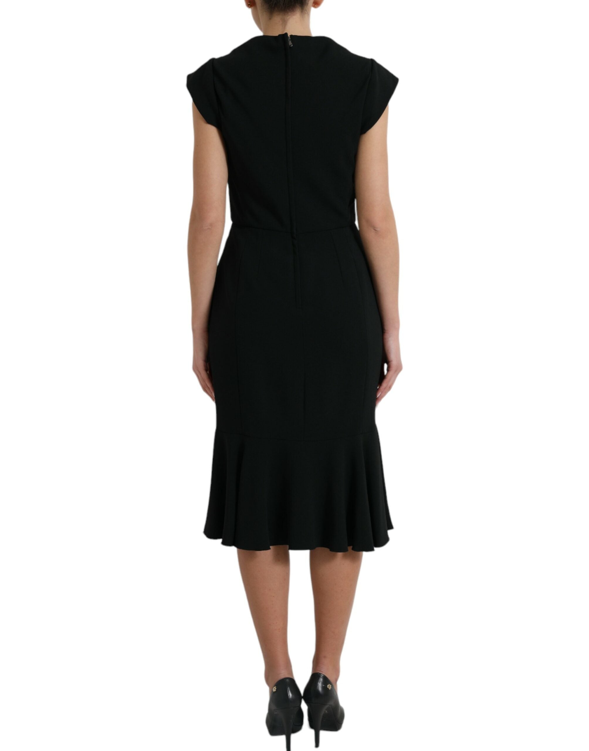 Dolce & Gabbana Black Cady Viscose Sleeveless Women's Dress