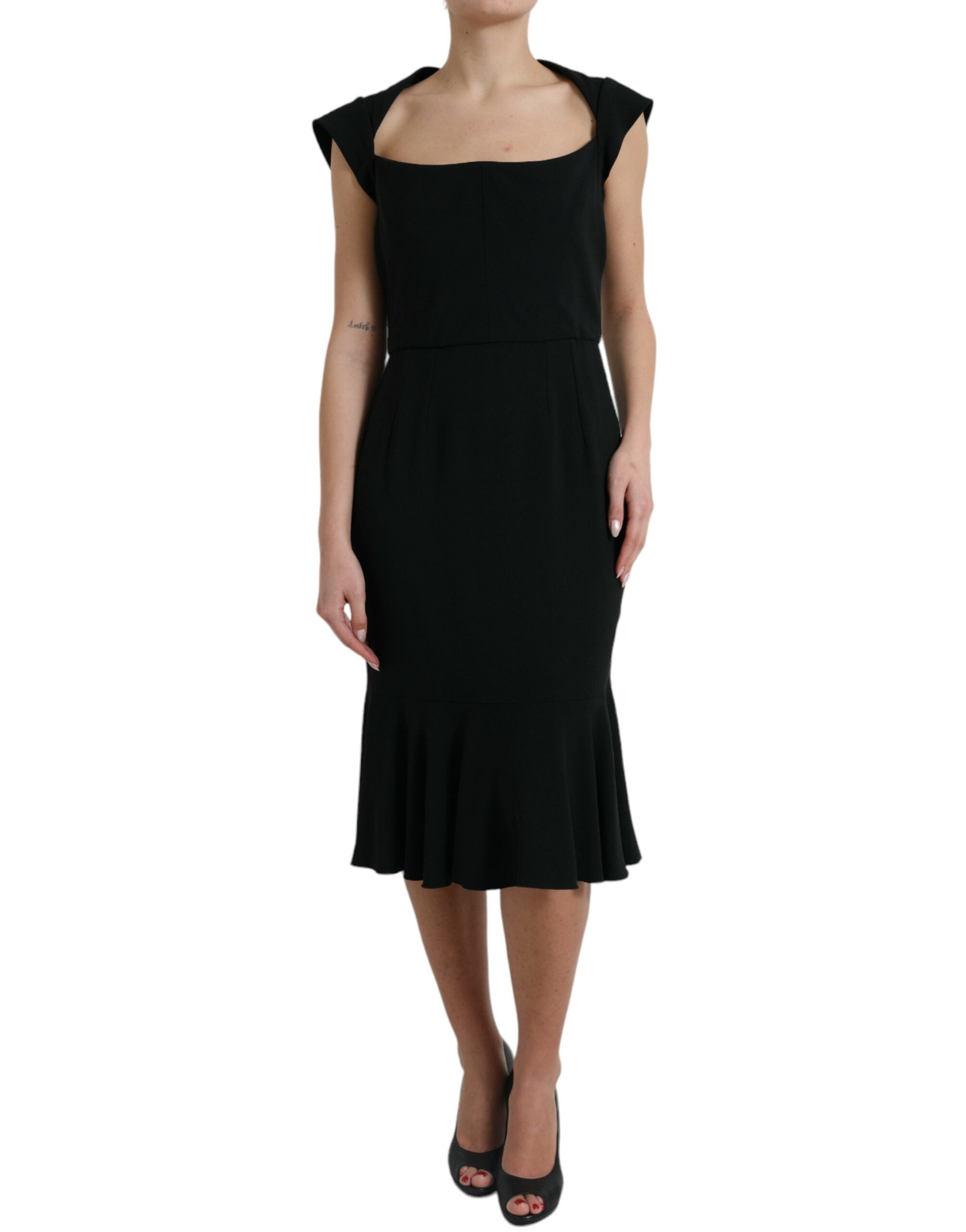 Dolce & Gabbana Black Cady Viscose Sleeveless Women's Dress