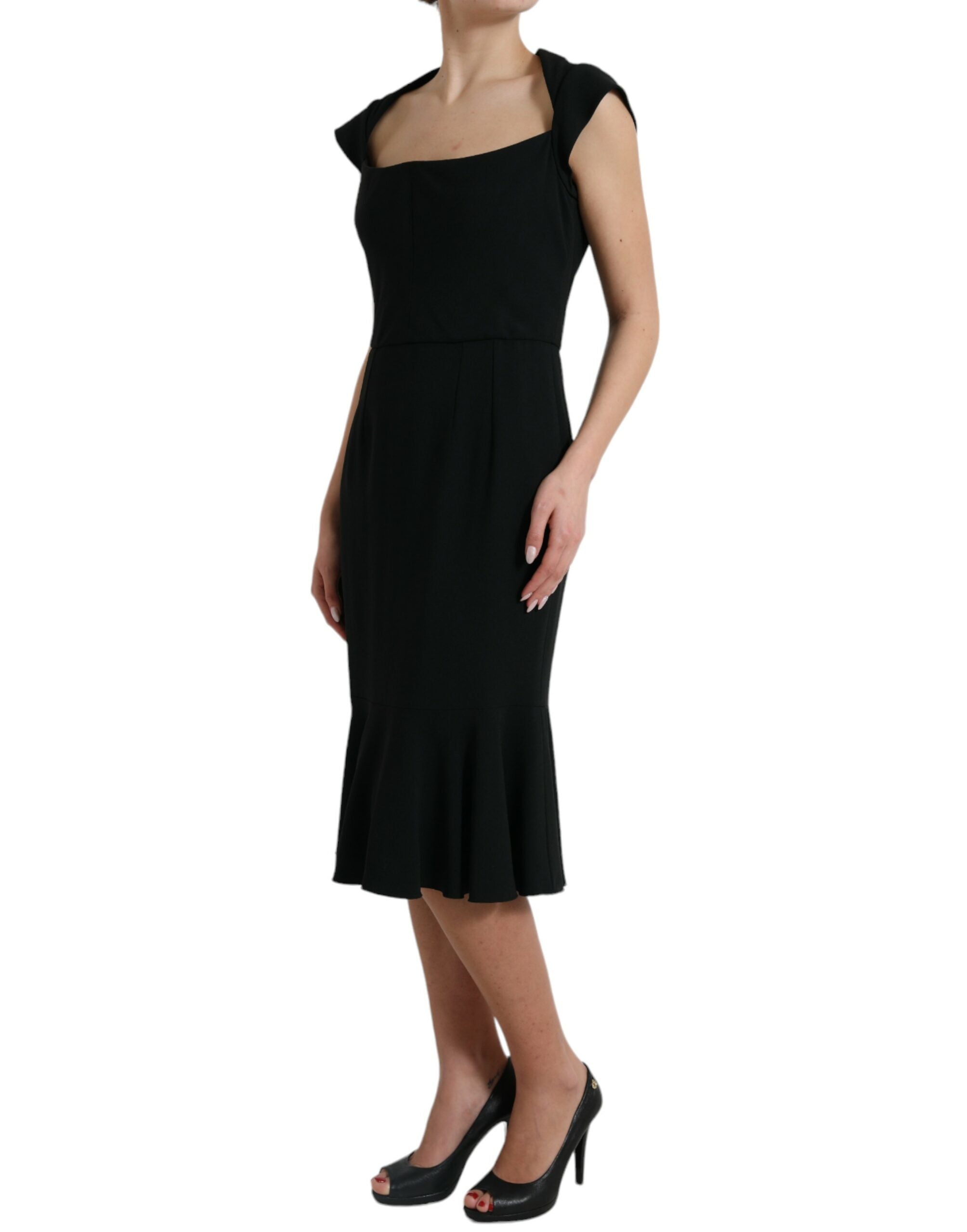 Dolce & Gabbana Black Cady Viscose Sleeveless Women's Dress
