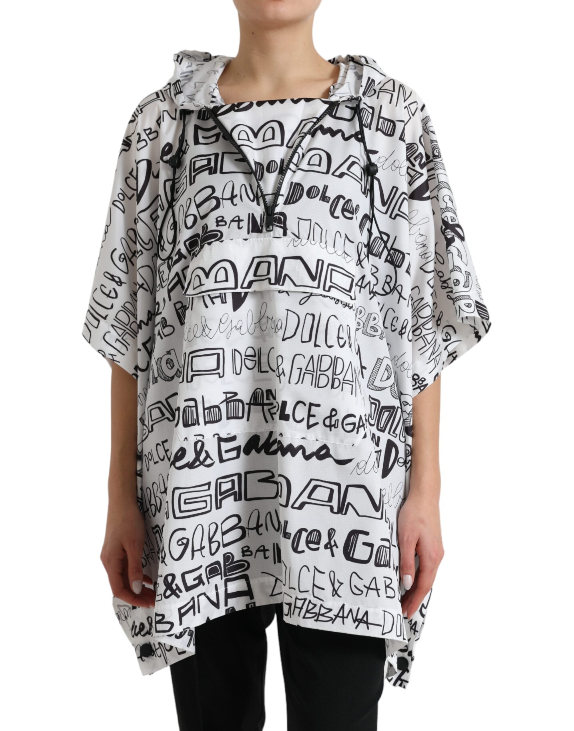 Dolce & Gabbana Chic Hooded Logo Print Blouson Women's Tee