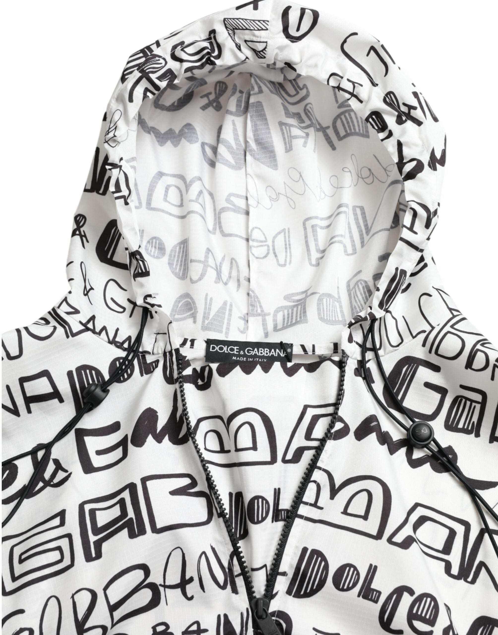 Dolce & Gabbana White Logo Print Hooded Blouson T-shirt Women's Top