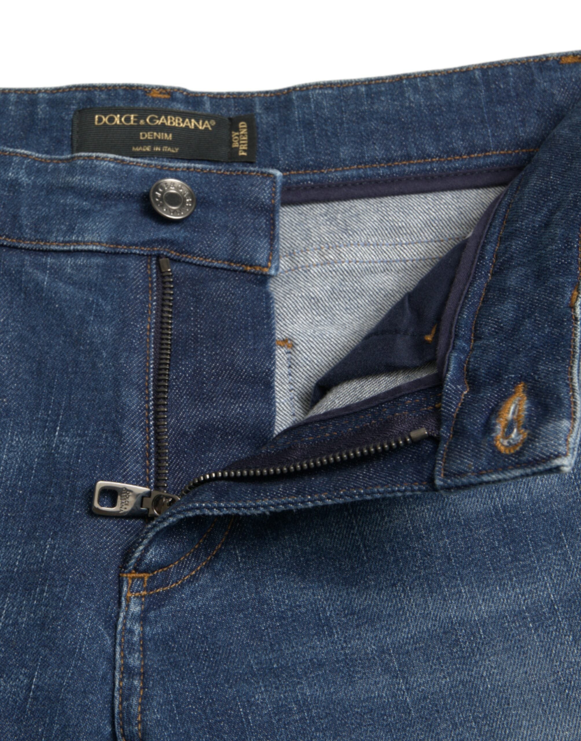 Dolce & Gabbana Blue BOYFRIEND Mid Waist Cotton Denim Women's Jeans