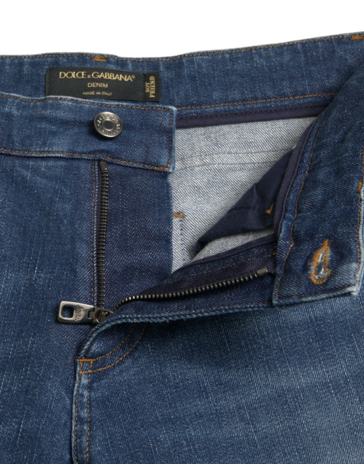Dolce & Gabbana Blue BOYFRIEND Mid Waist Cotton Denim Women's Jeans