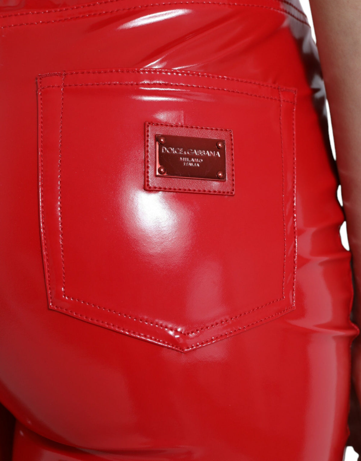Dolce & Gabbana Shiny Red High Waist Skinny Women's Pants