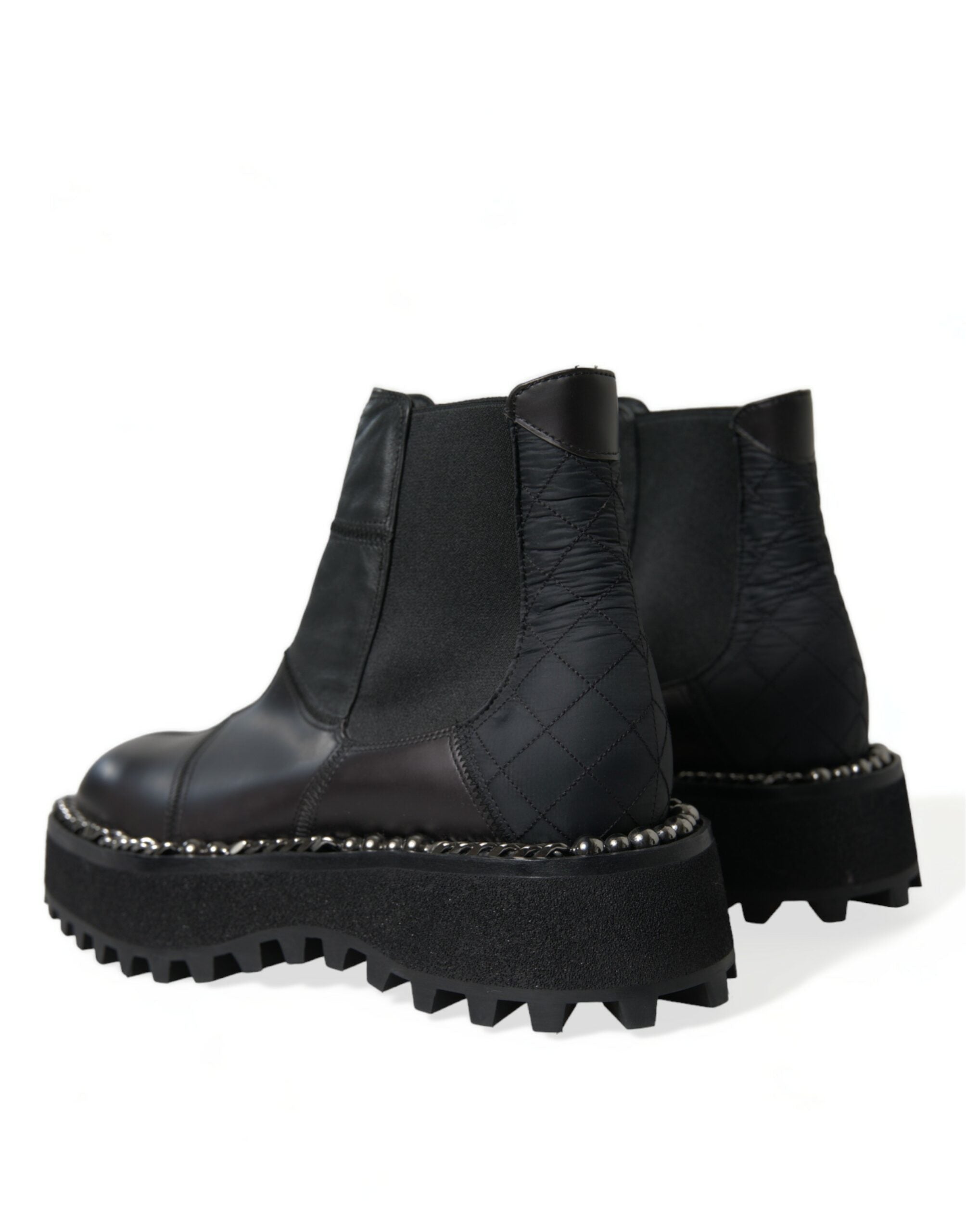 Dolce & Gabbana Black Leather Slip On Stretch Chelsea Boots Men's Shoes