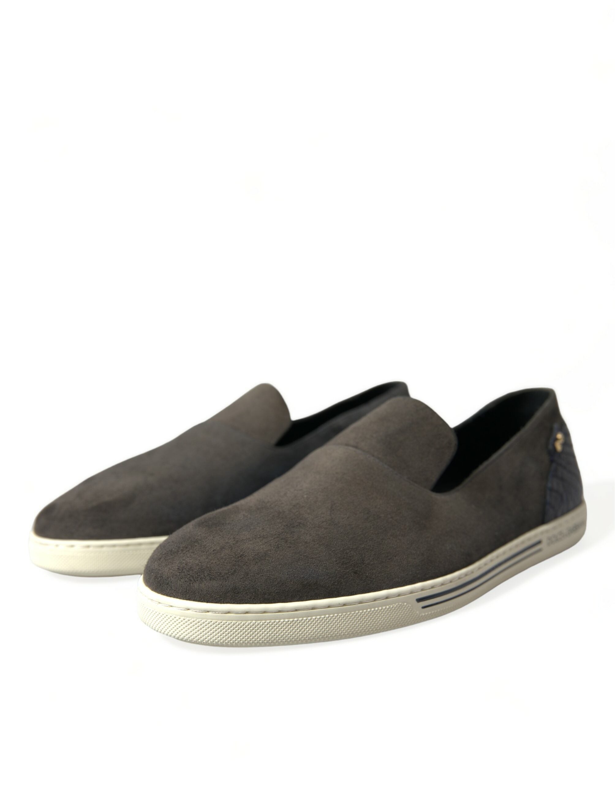 Dolce & Gabbana Blue Suede Caiman Men Loafers Slippers Men's Shoes