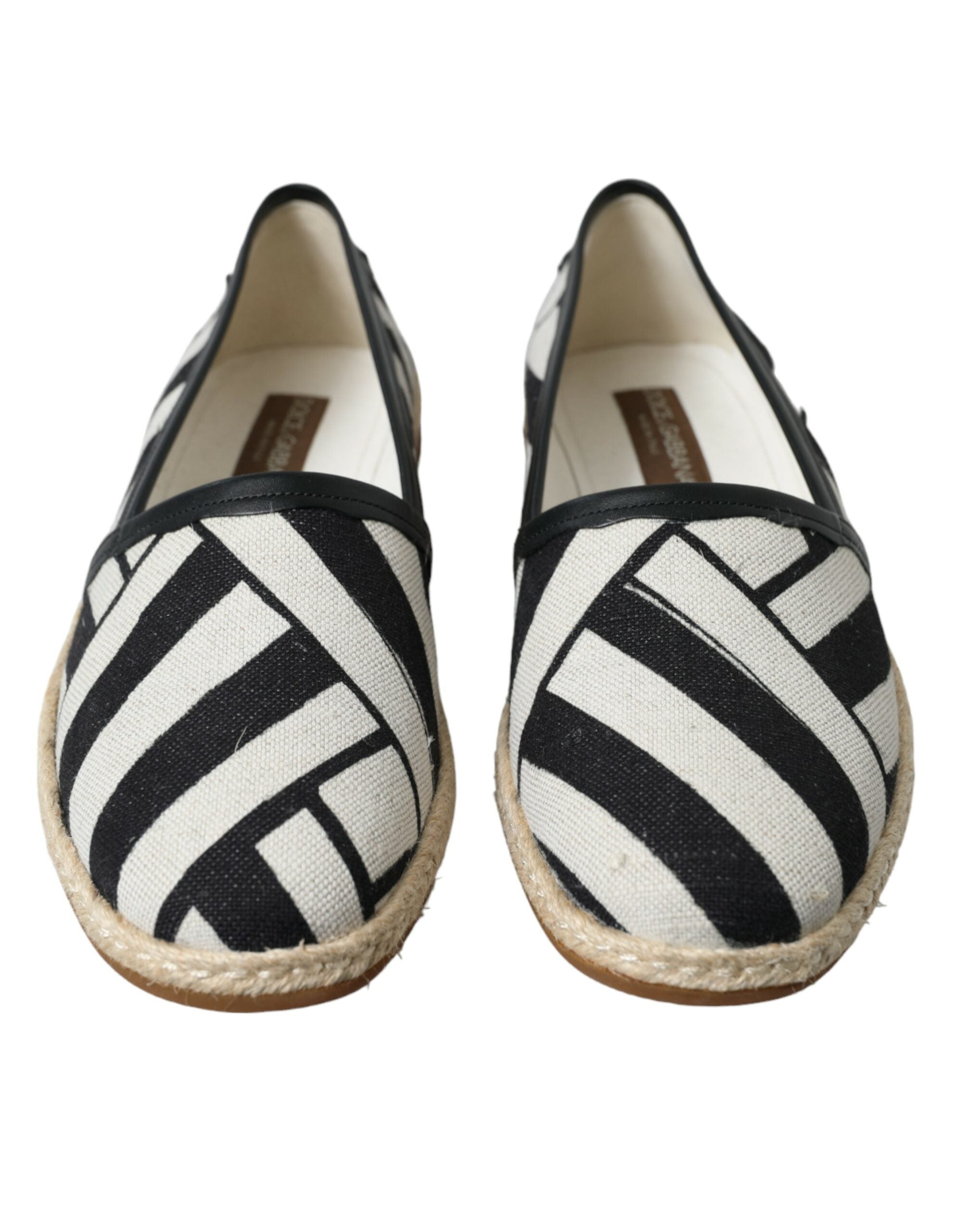 Dolce & Gabbana Beige Black Striped Canvas Espadrilles MONDELLO Men's Shoes