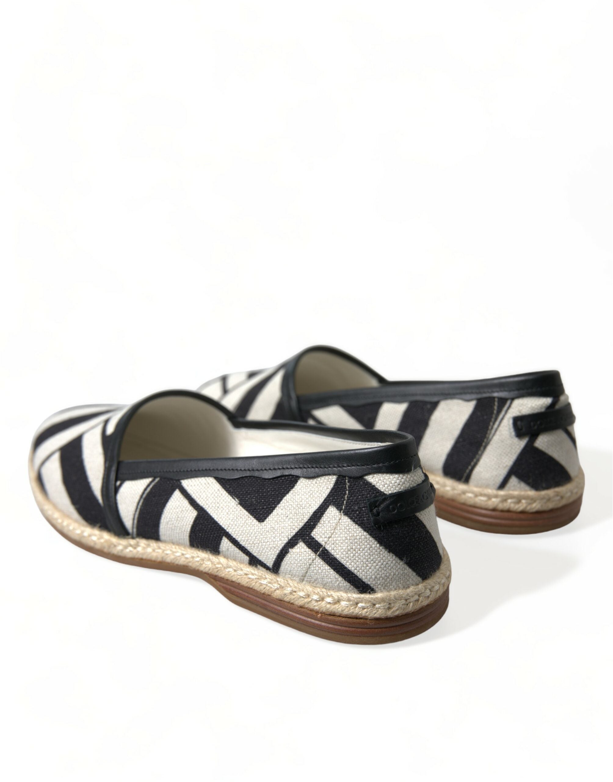 Dolce & Gabbana Beige Black Striped Canvas Espadrilles MONDELLO Men's Shoes